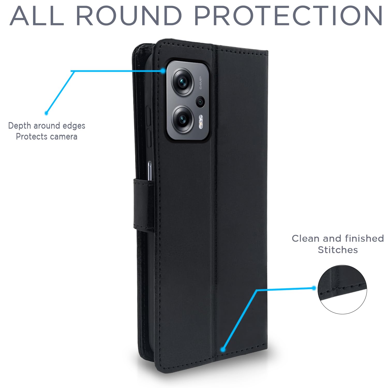Pikkme black Wallet wallet flip cover for Redmi K50i – photo 4