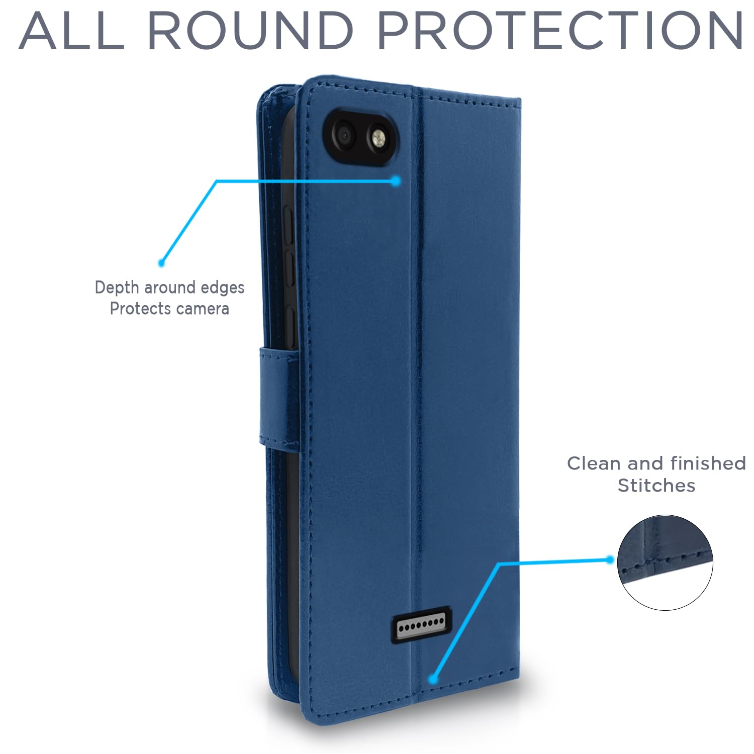 Pikkme blue Wallet wallet flip cover for Redmi 6A – photo 4