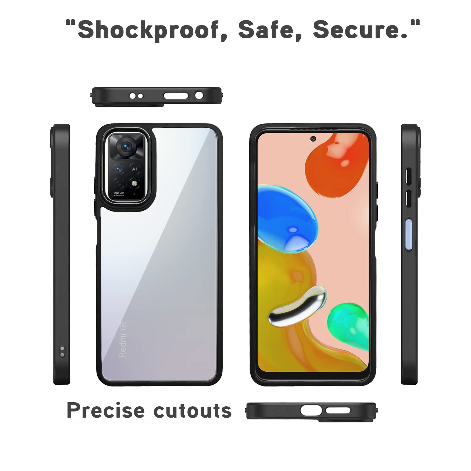 Redmi Note 11 Pro/Note 11 Pro Plus 5G Chrome mobile back cover in black by Pikkme – photo 3