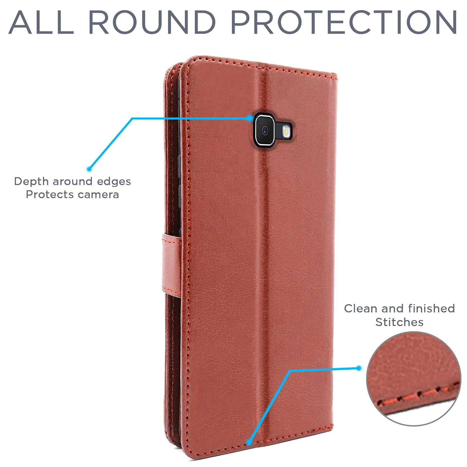 Samsung C9 Pro Wallet flip case in brown by Pikkme – photo 4