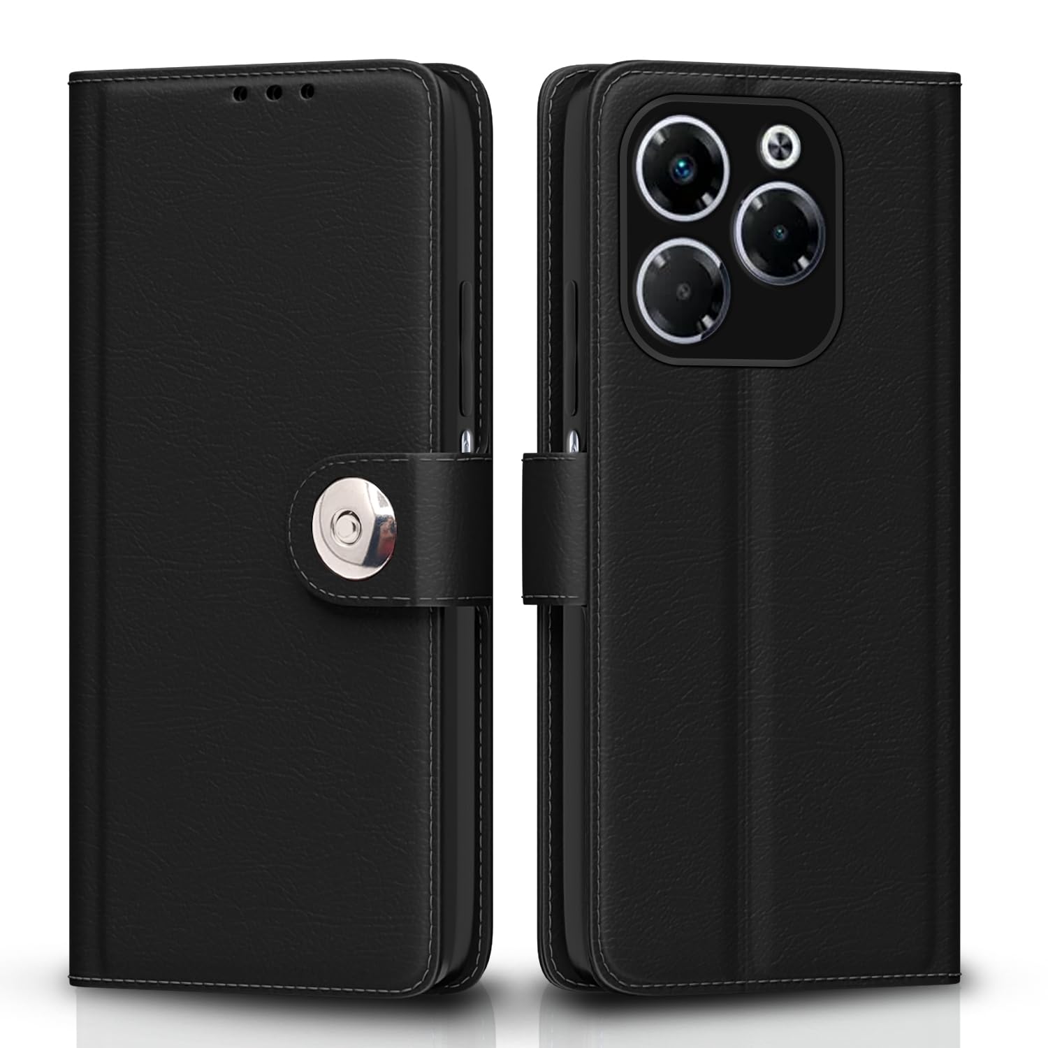 Infinix Note 40X 5G Button wallet flip cover in black by Pikkme