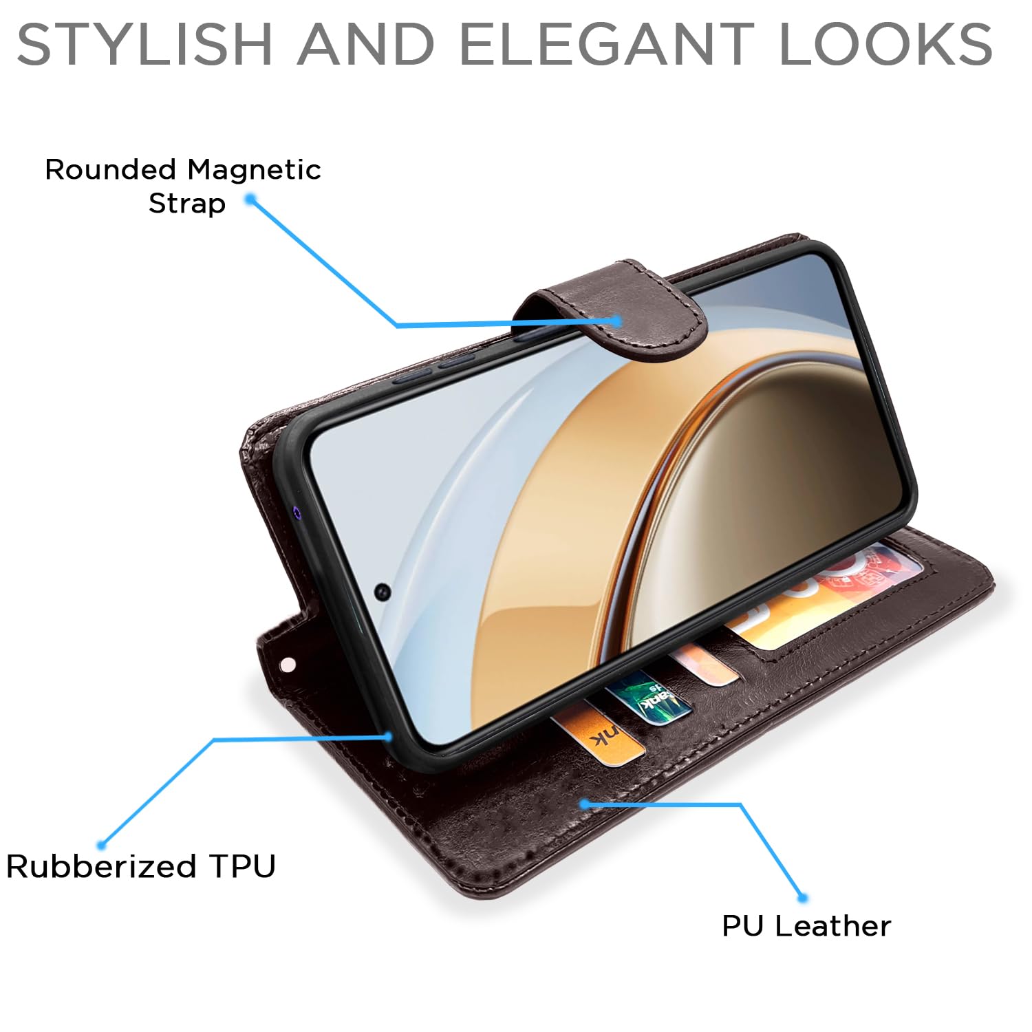 Pikkme Vivo Y300 5G Vintage Flip Cover | Coffee