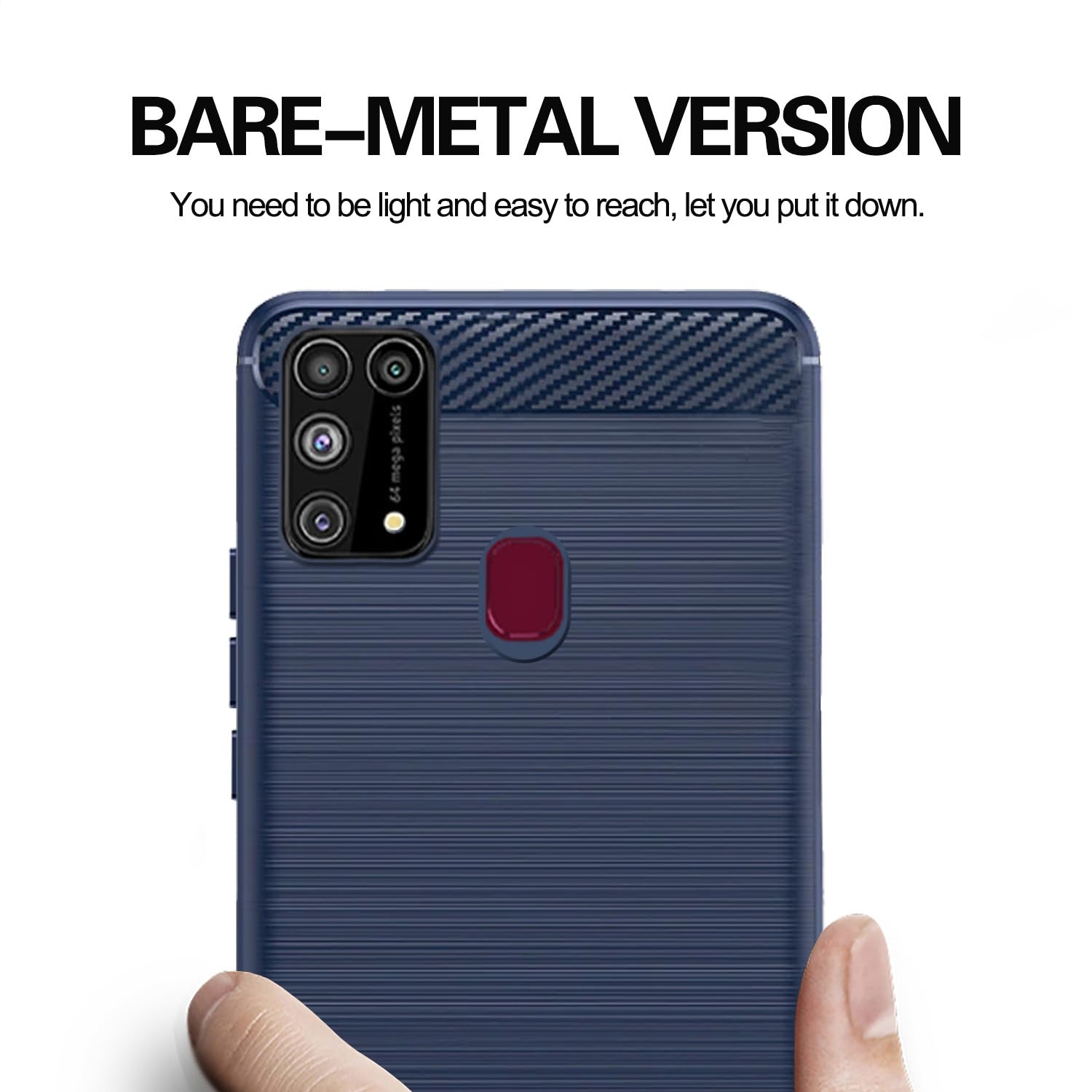 Pikkme Samsung Galaxy M31 / F41 / M31 Prime Hybrid Carbon Fiber Back Cover | Blue