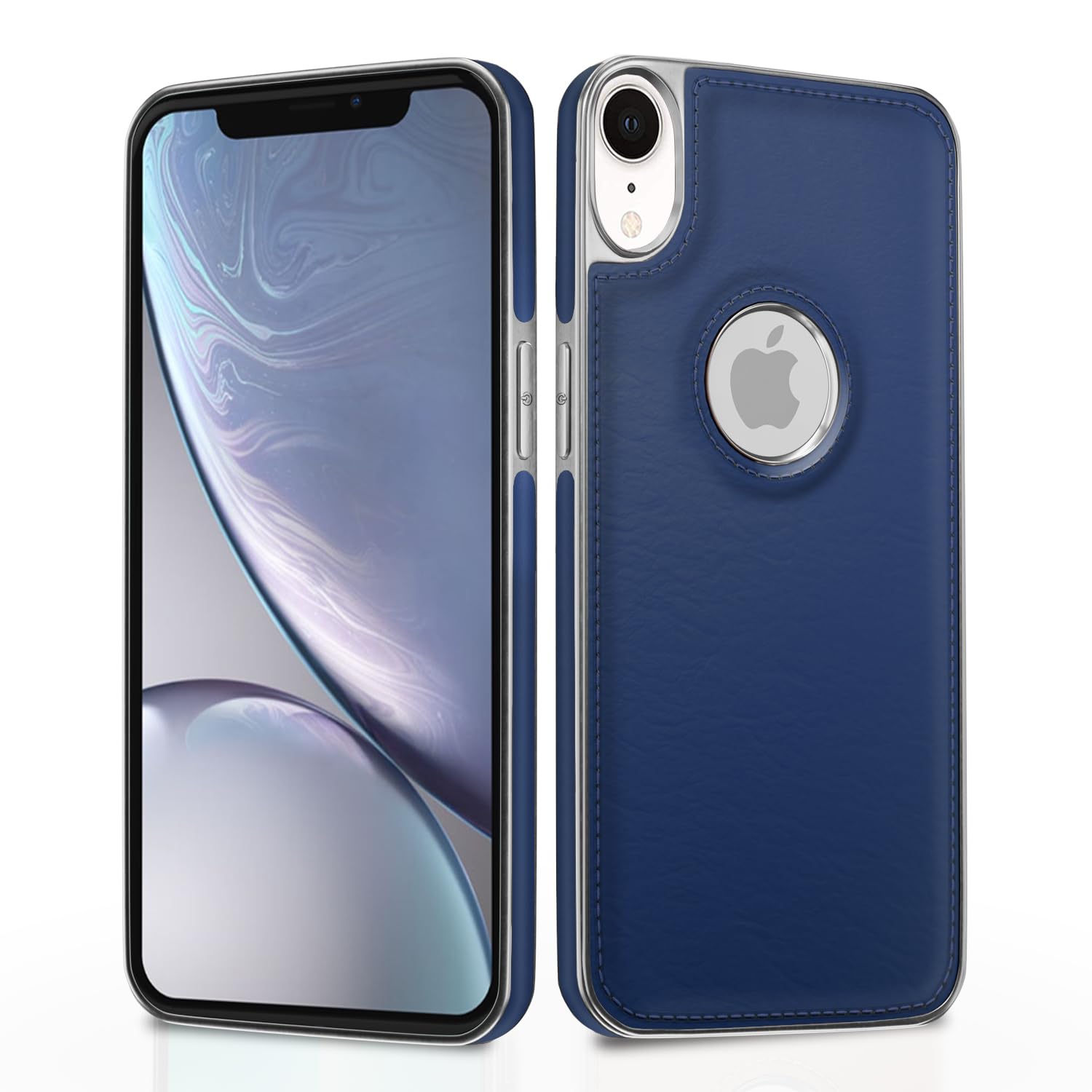 Chrome blue Leatherback back cover for iPhone XR – Pikkme