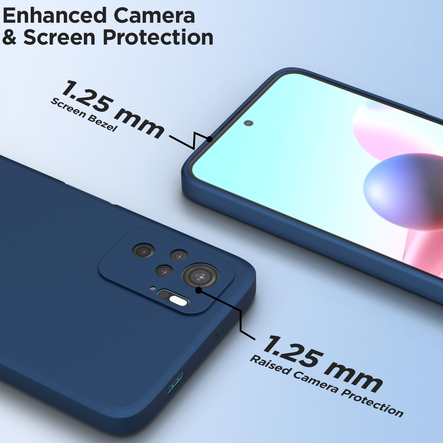 Pikkme Redmi Note 10 / Redmi Note 10S Soft Matte Silicone Shockproof Case(Blue)