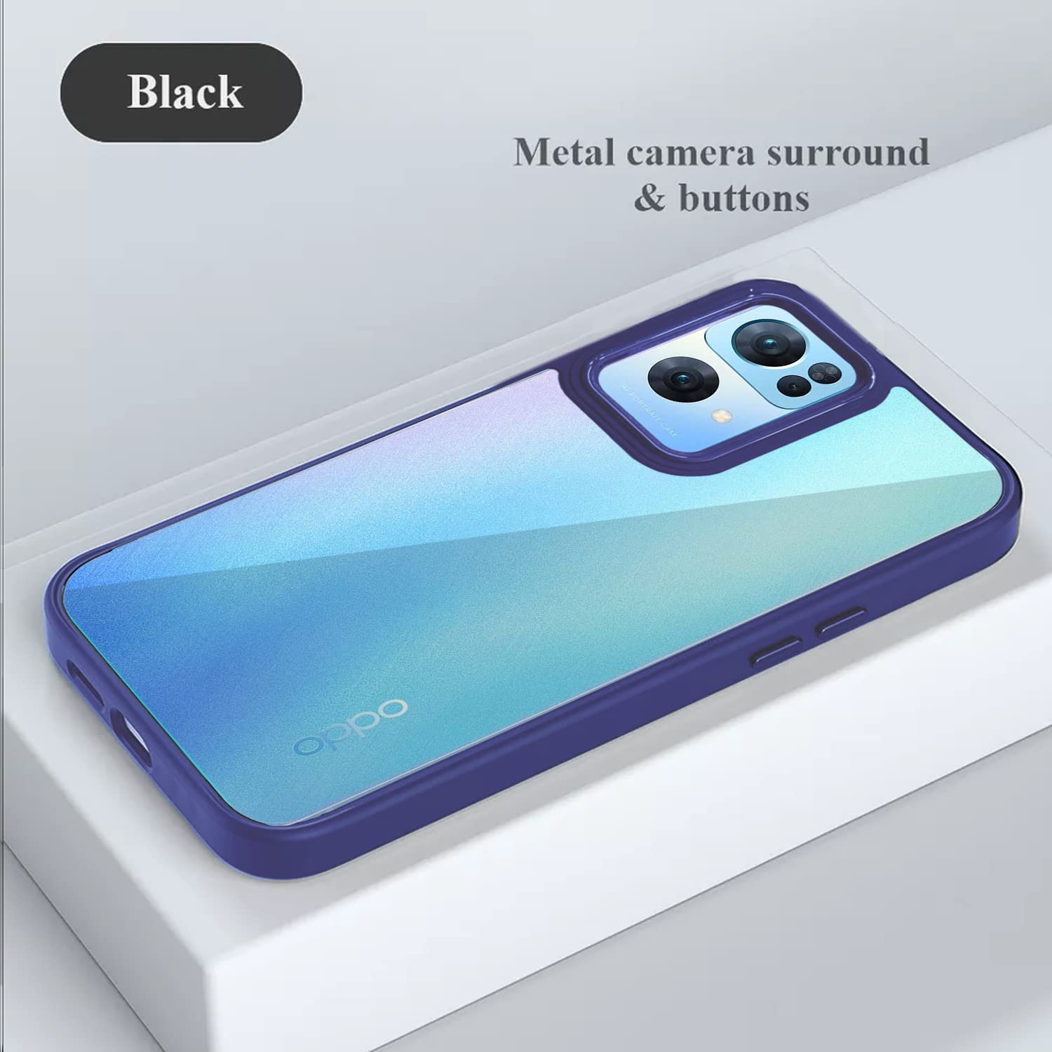 Pikkme Oppo Reno 7 Pro 5G Oppo Reno 7 Pro 5G Chrome Metal Ring Back Cover (Purple)