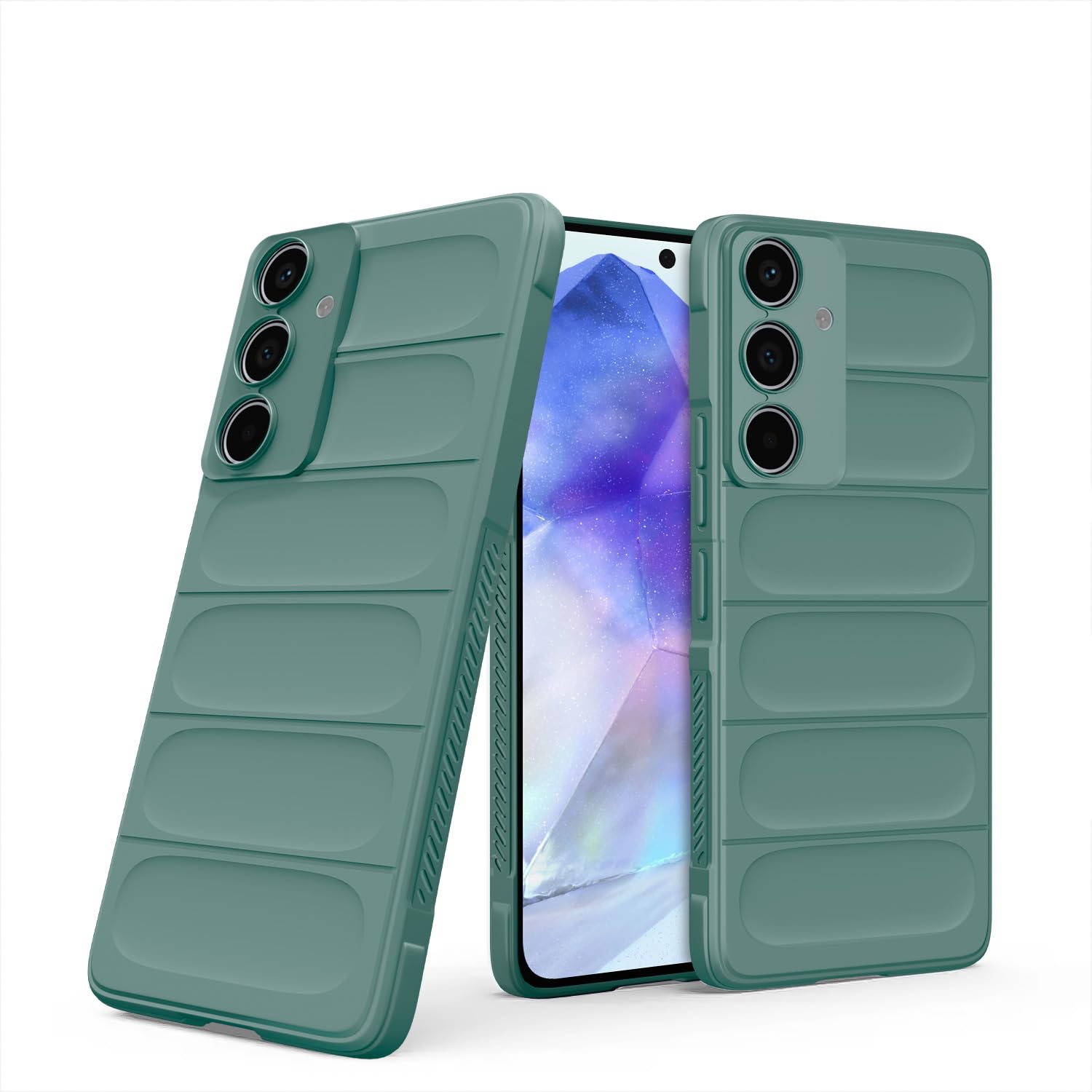 Samsung A55 5G Liquid Silicone back cover in green by Pikkme