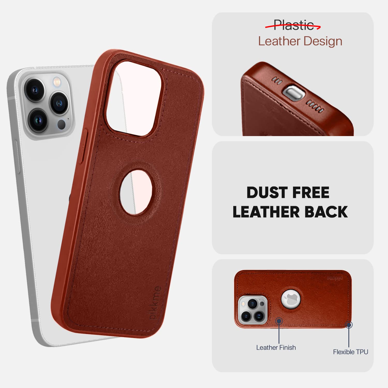 Pikkme iPhone 12 Luxe Series | Velvet Cloth Inside PU Leather Back Case (Brown)