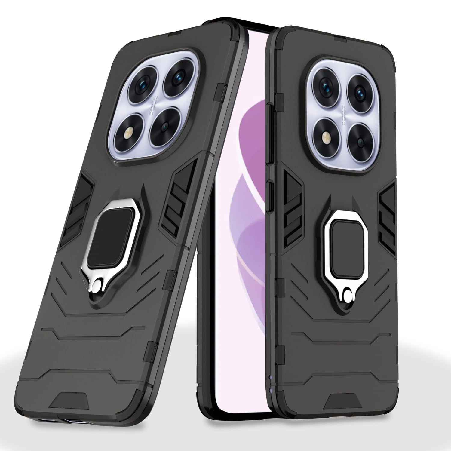 Redmi Note 14 Pro 5G D5 Tough Armor mobile back cover in black by Pikkme