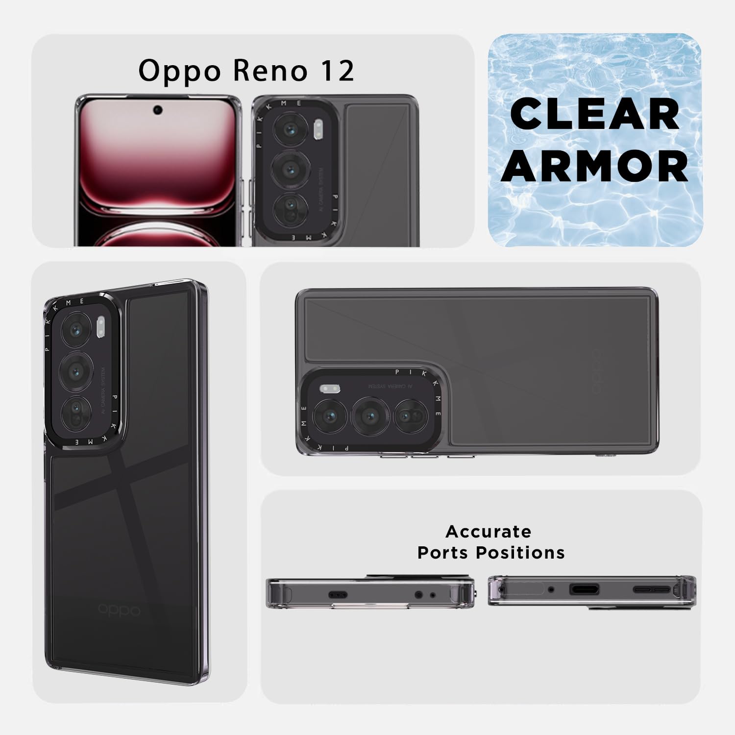 Pikkme Oppo Reno 12 5g Transring Back Cover (Transparent)