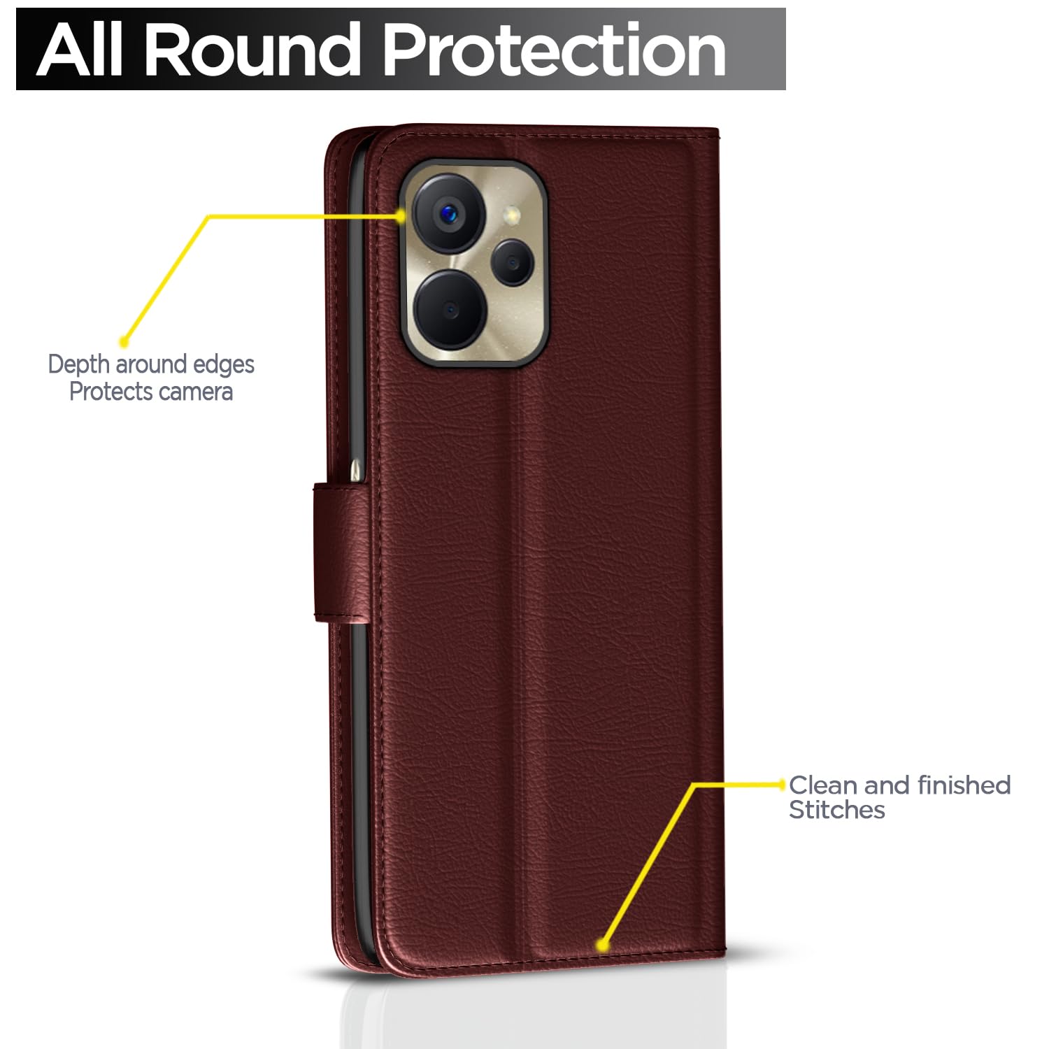 Pikkme Realme 9i 5G brown mobile flip cover – photo 4