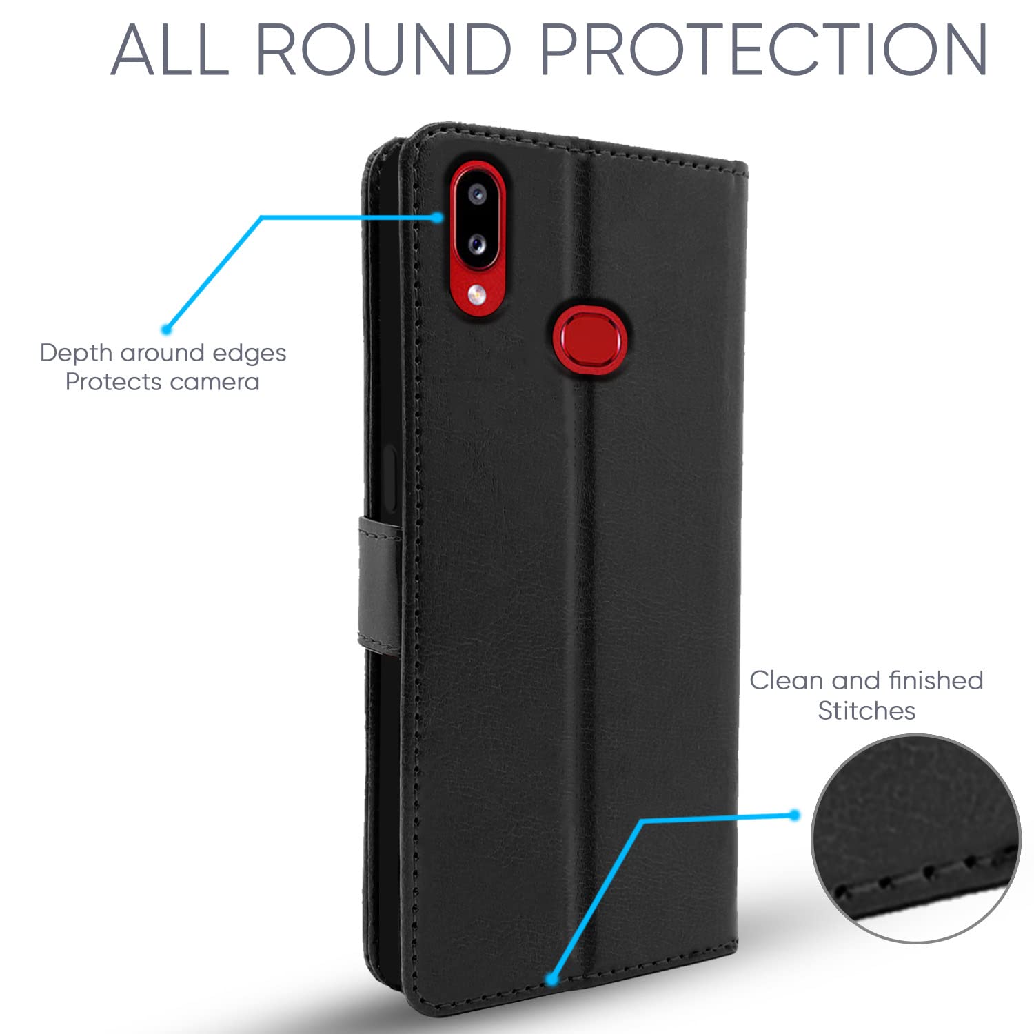 Pikkme Samsung Galaxy A10s Vintage Flip Cover (Black)