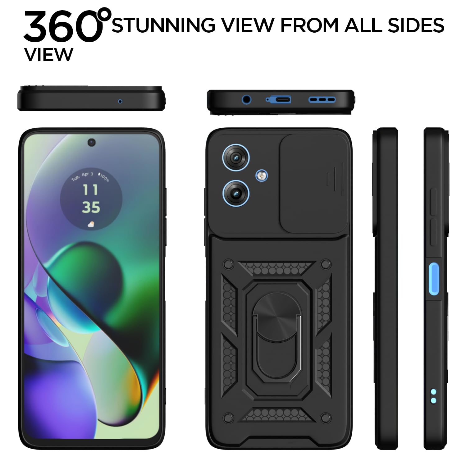 Moto G54 5G/G64 5G/360 D10 Camera Shield phone cover in black by Pikkme – photo 5