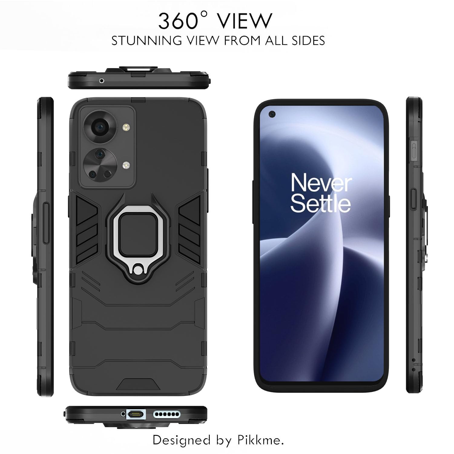 Pikkme OnePlus Nord 2T 5G D5 Tough Armor Back Cover | Black