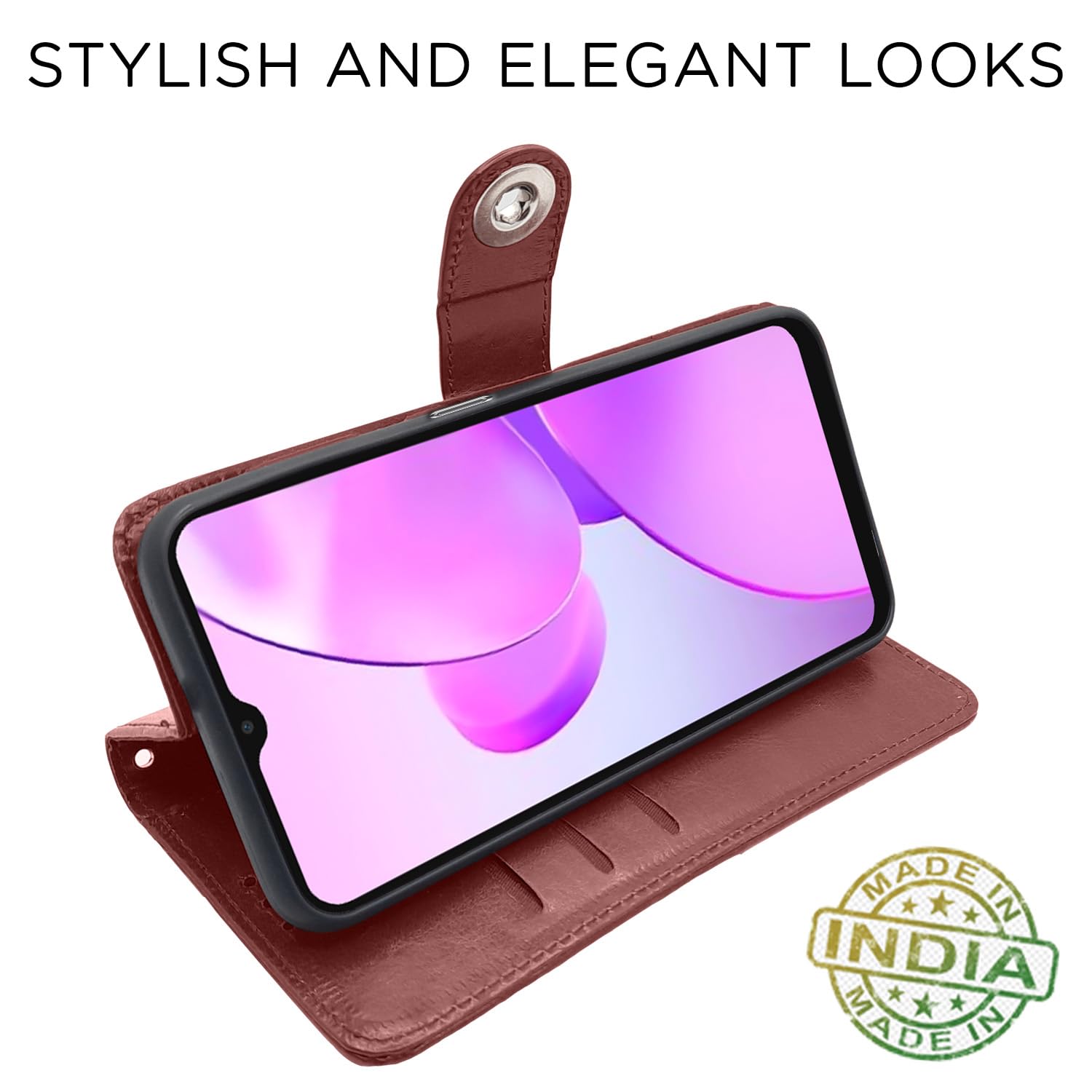 Realme C31 flip case in brown by Pikkme – photo 4