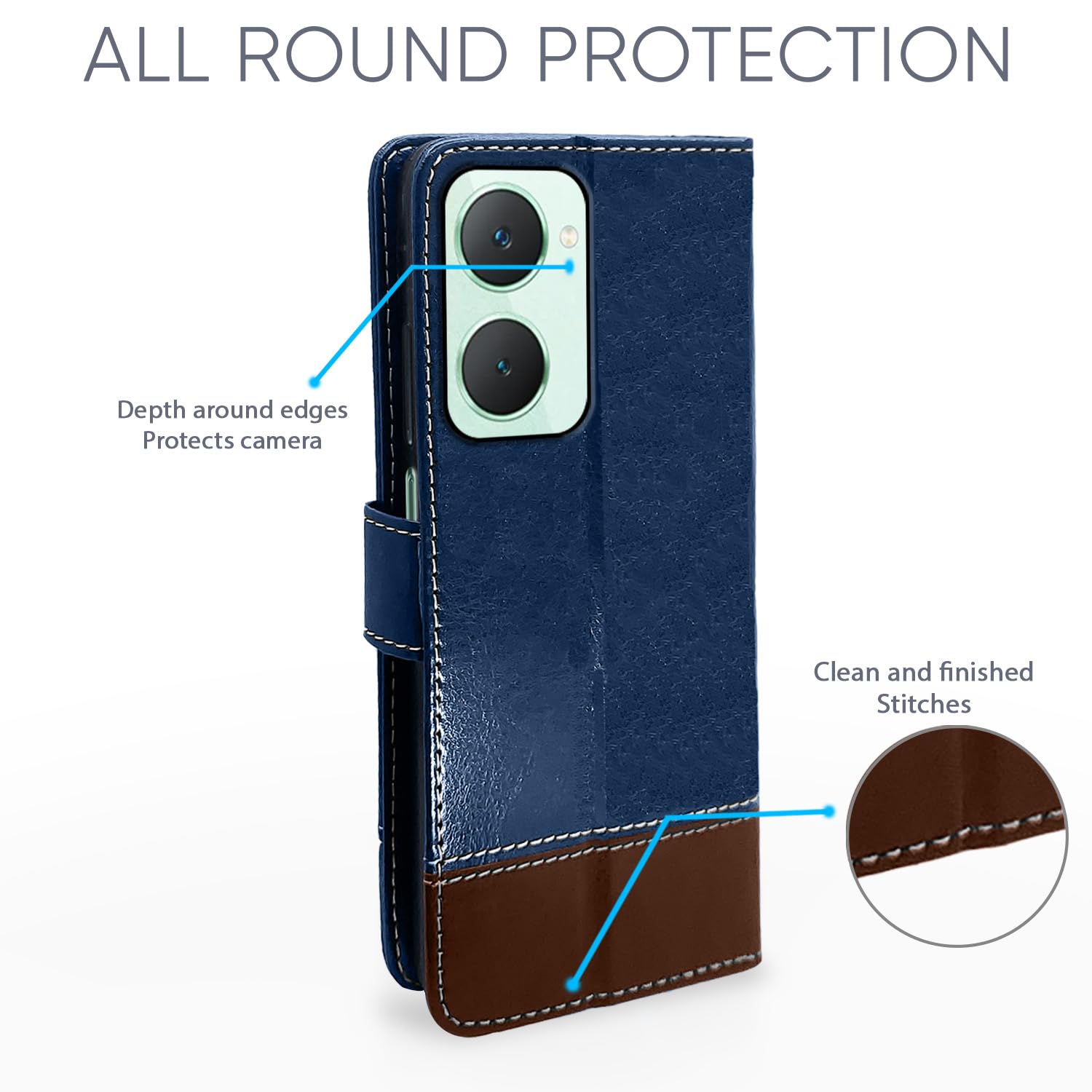 Pikkme iQOO Z9 Lite 5G/Vivo T3 Lite 5G/Vivo Y18/Y18e/Y03 Magnetic blue & brown flip cover – photo 2