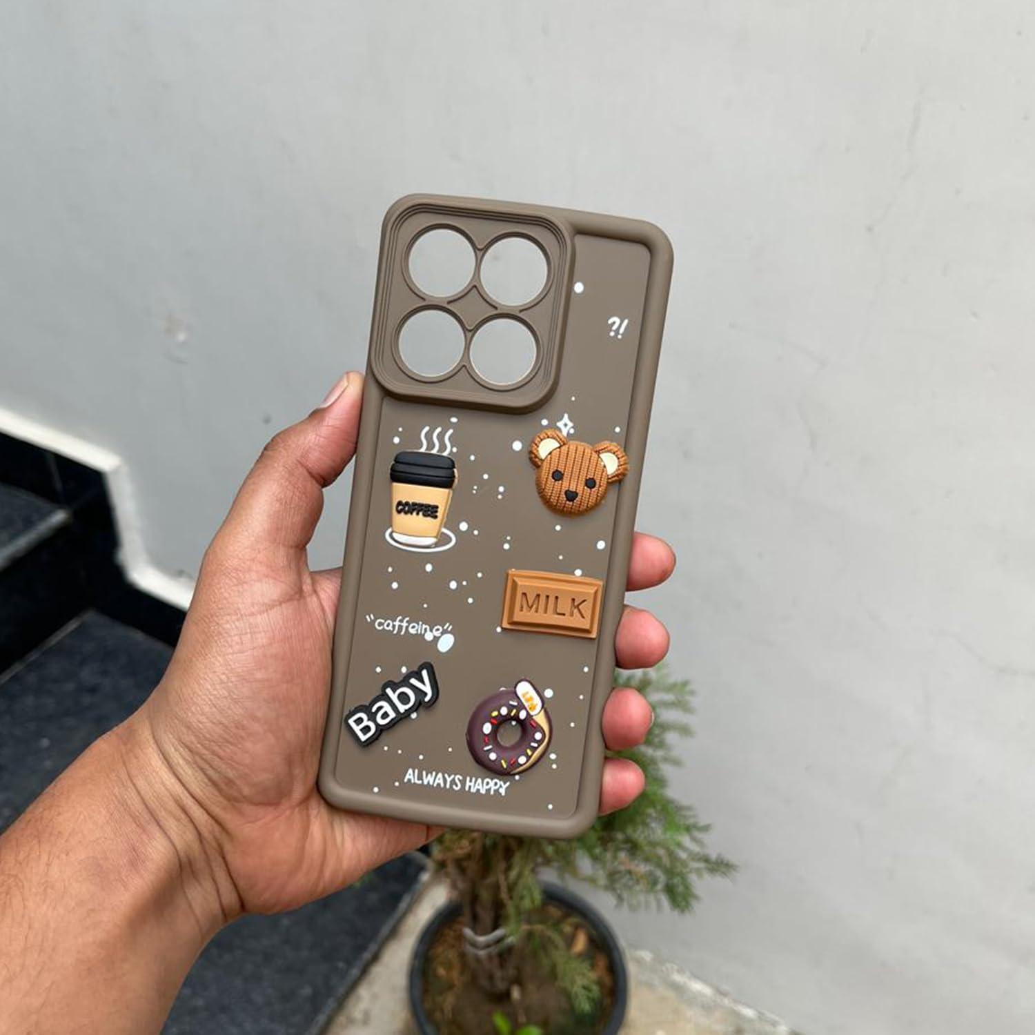 Pikkme Motorola Moto Edge 60 Fusion 5G Cute Fun Cartoon 3D Bear Coffee Back Cover (Brown)