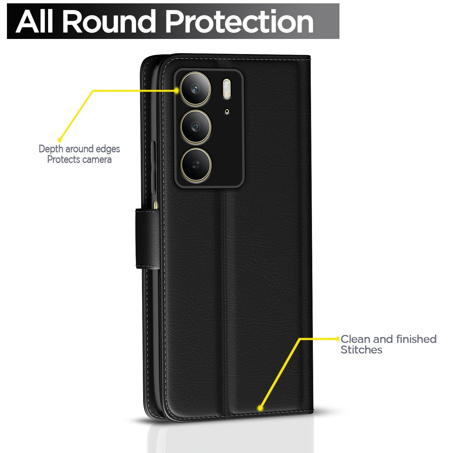 Realme C75 wallet flip cover in black by Pikkme – photo 4