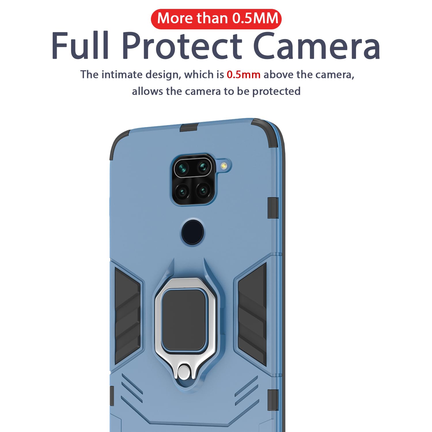 Pikkme Redmi Note 9 D5 Tough Armor Back Cover | Blue