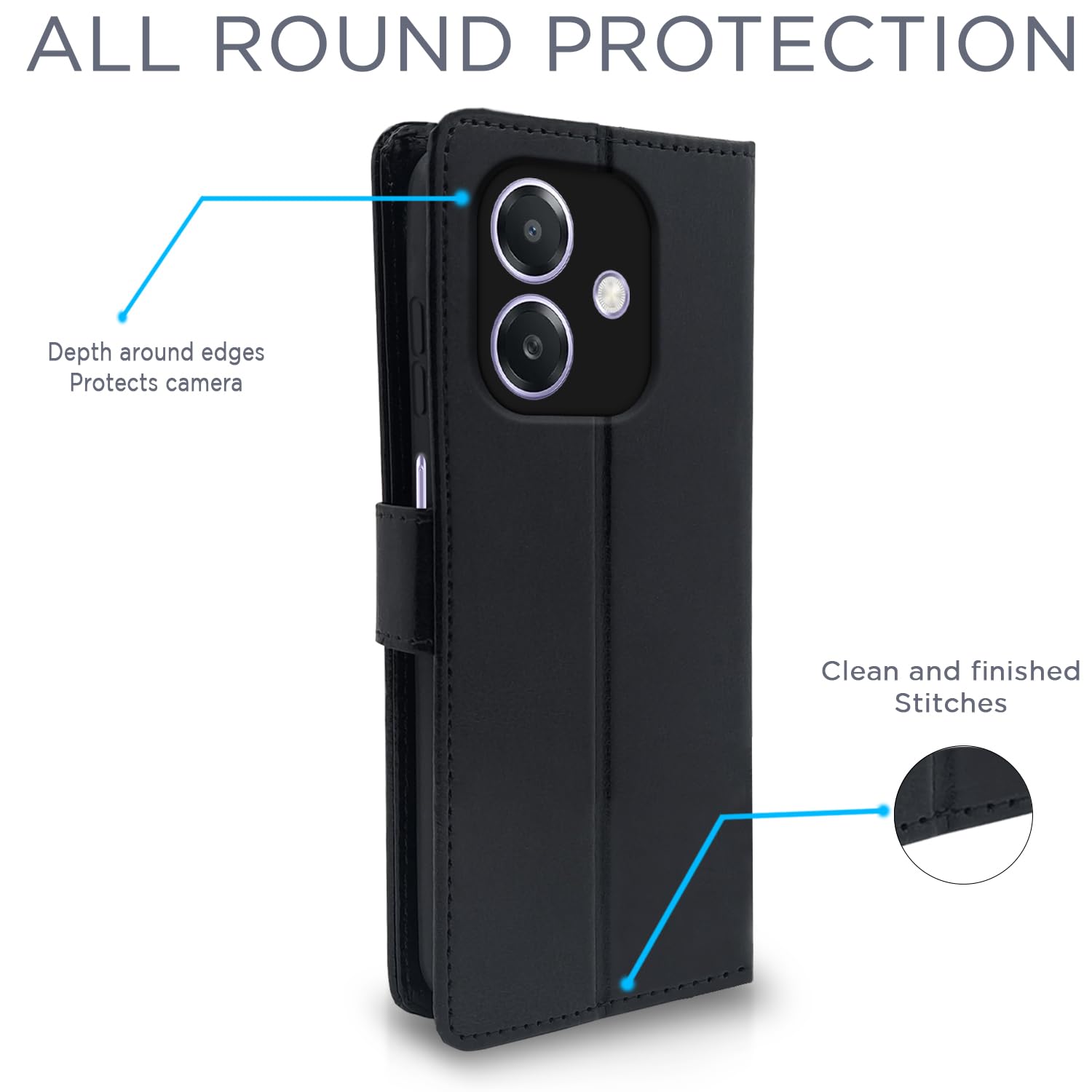 Pikkme Oppo A3X 5G Vintage Flip Cover (Black)