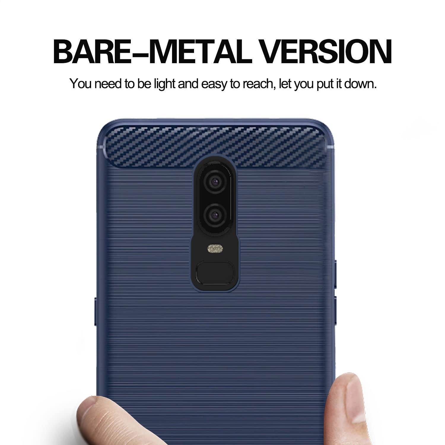 Pikkme Oneplus 6 Hybrid Carbon Fiber Back Cover | Blue