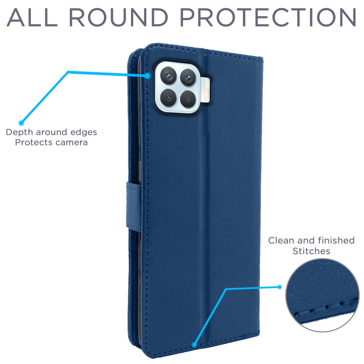 Pikkme Oppo F17 Pro Vintage Flip Cover (Blue)