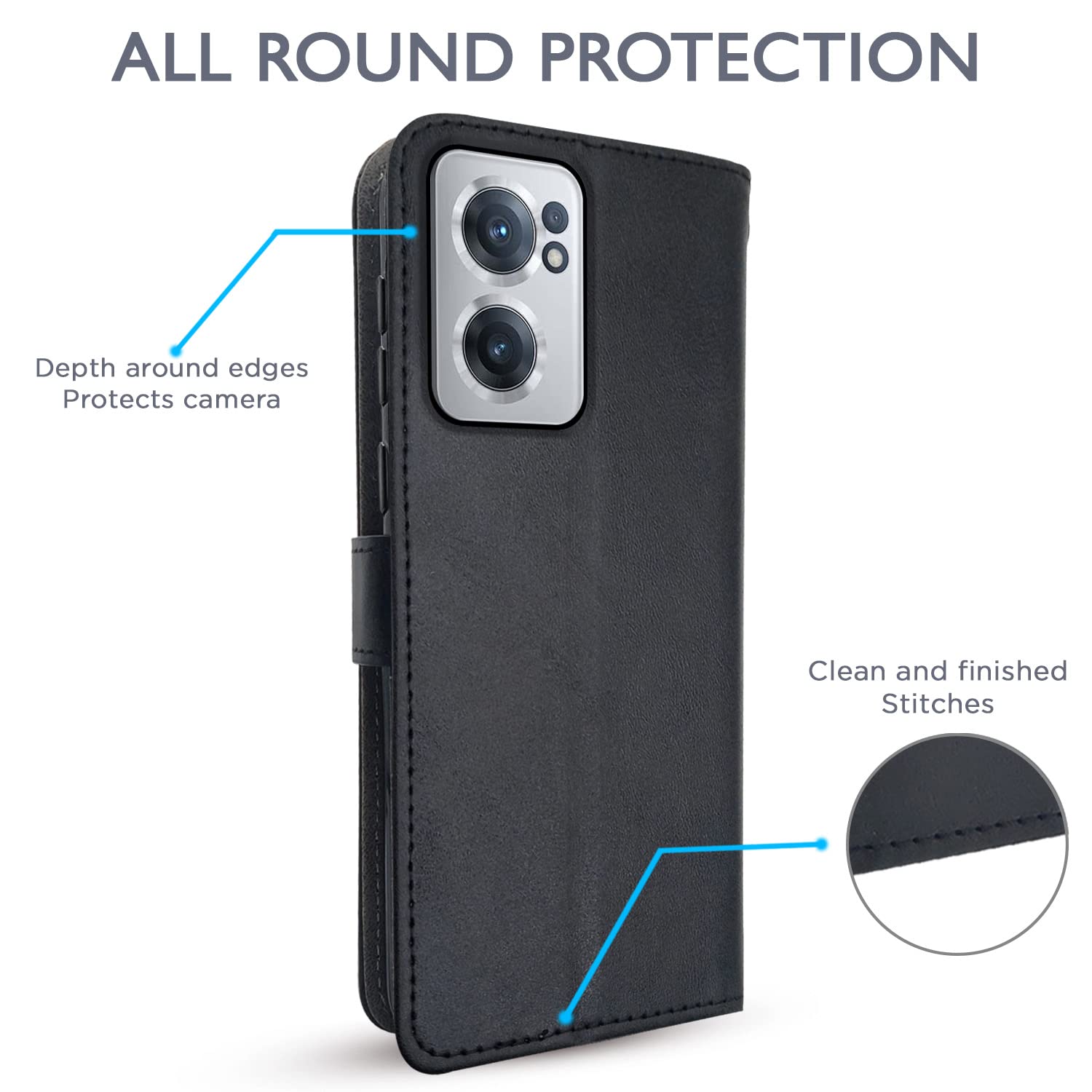 OnePlus Nord CE 2 5G Wallet flip cover in black by Pikkme – photo 4