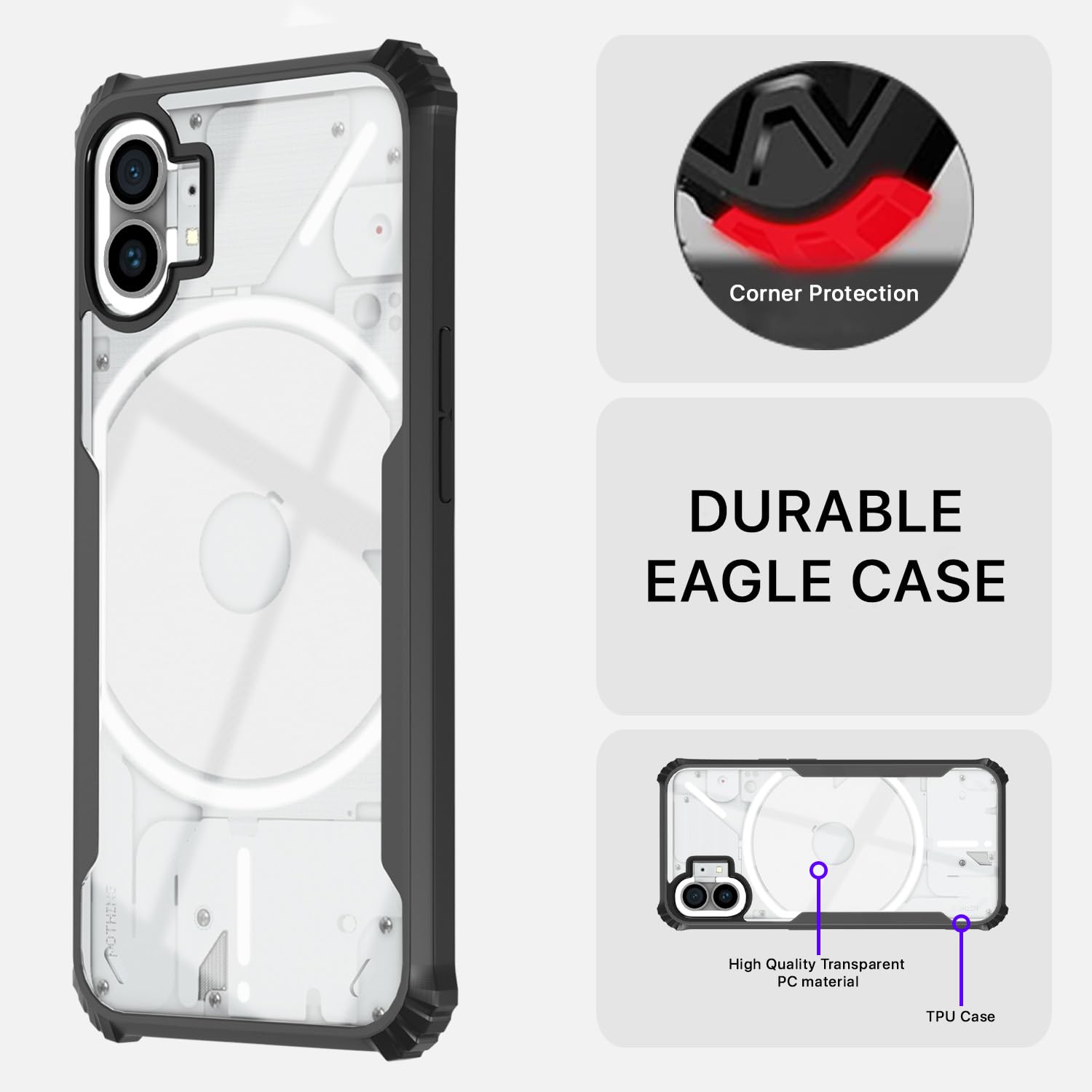 Pikkme Nothing Phone 1 Eagle Back Cover (Black)