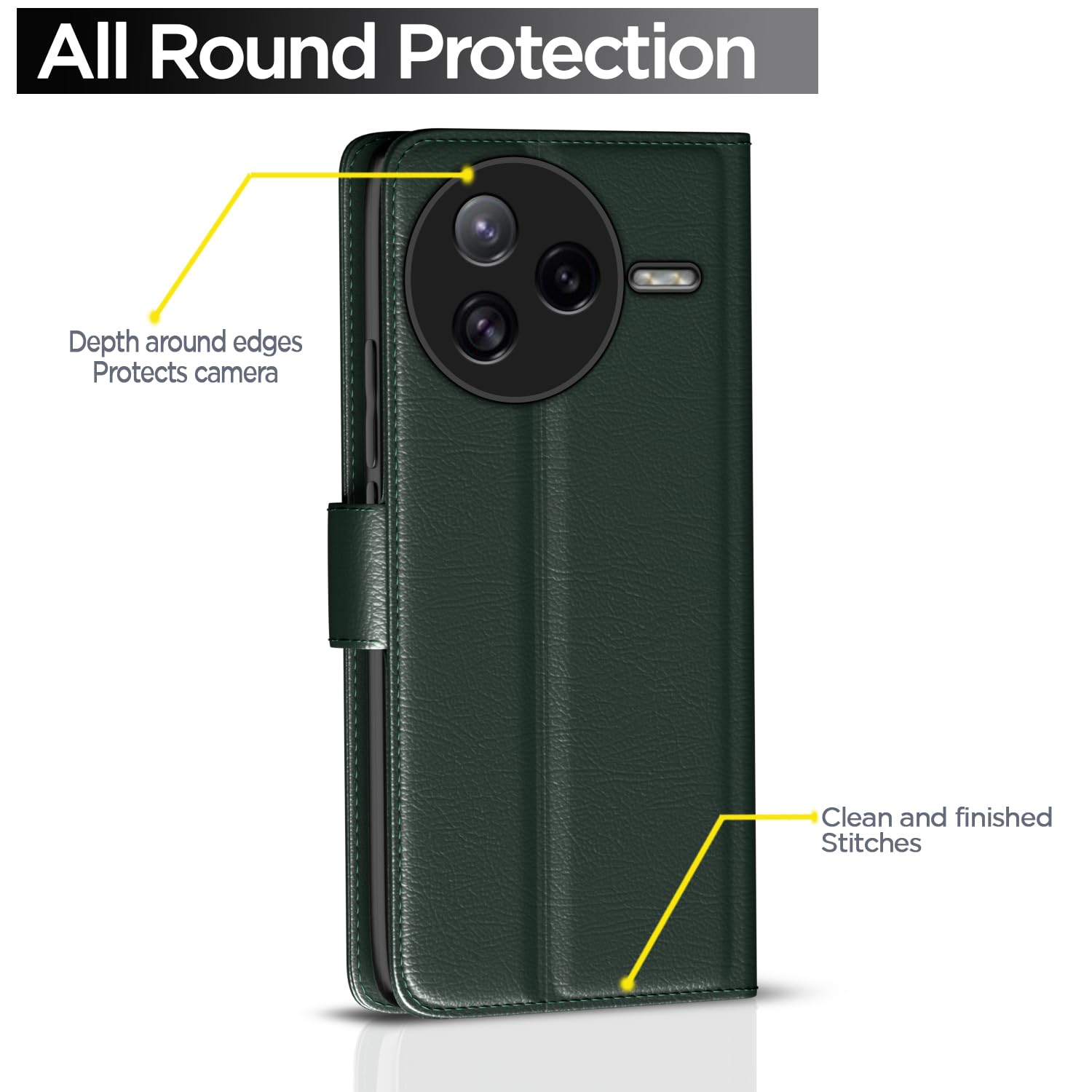Pikkme Poco F7 Ultra 5G Vintage Flip Cover (Green)