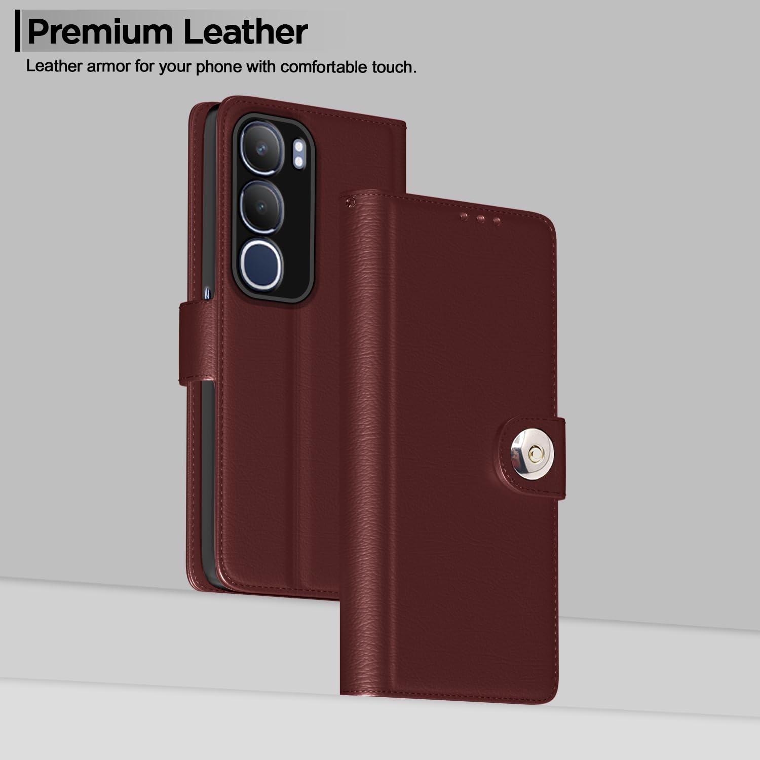 Pikkme brown wallet flip cover for Vivo Y19s – photo 2