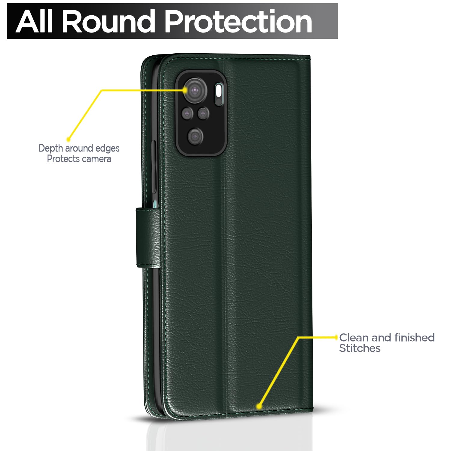 Pikkme Redmi Note 10 / 10S / Note 11 SE Vintage Flip Cover (Green)