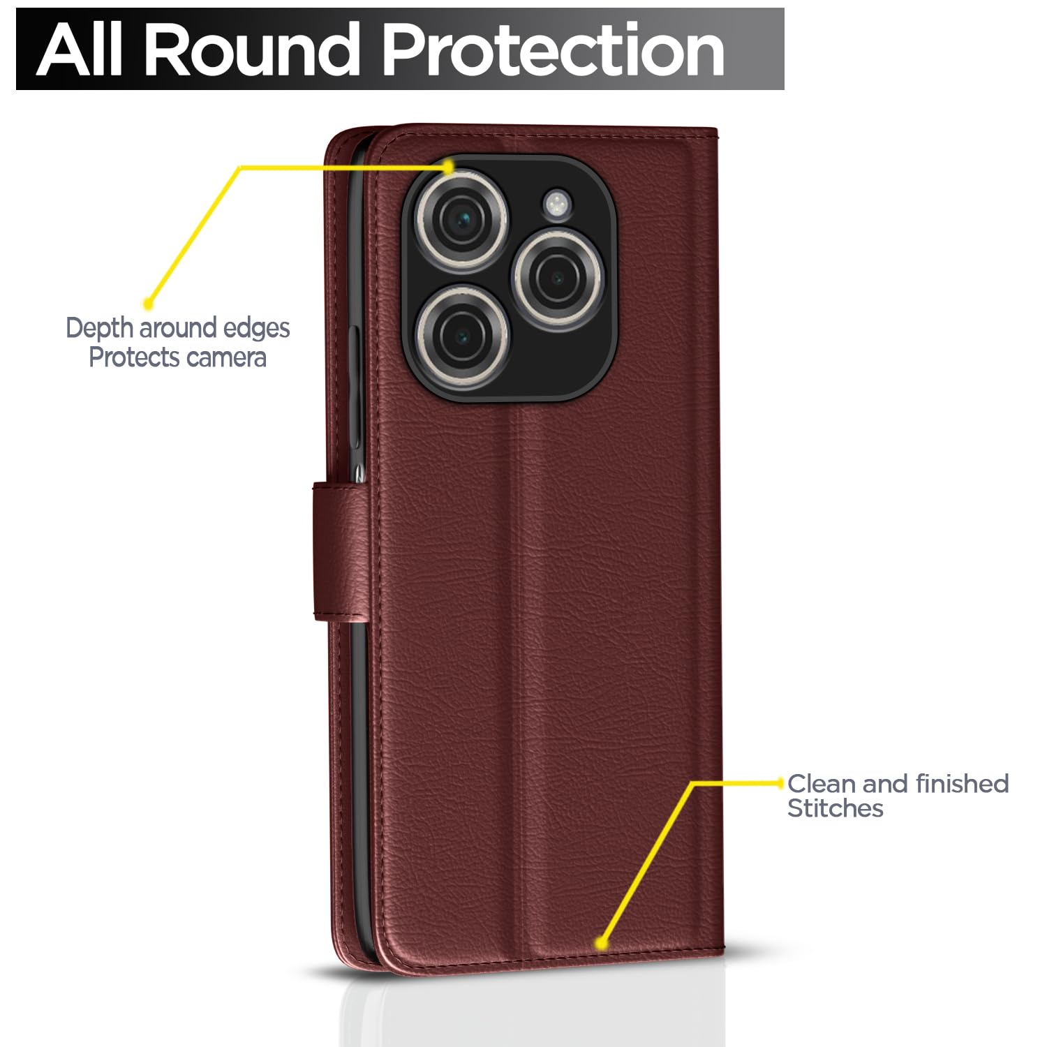 Pikkme Tecno Spark 20 Pro Vintage Flip Cover (Brown)