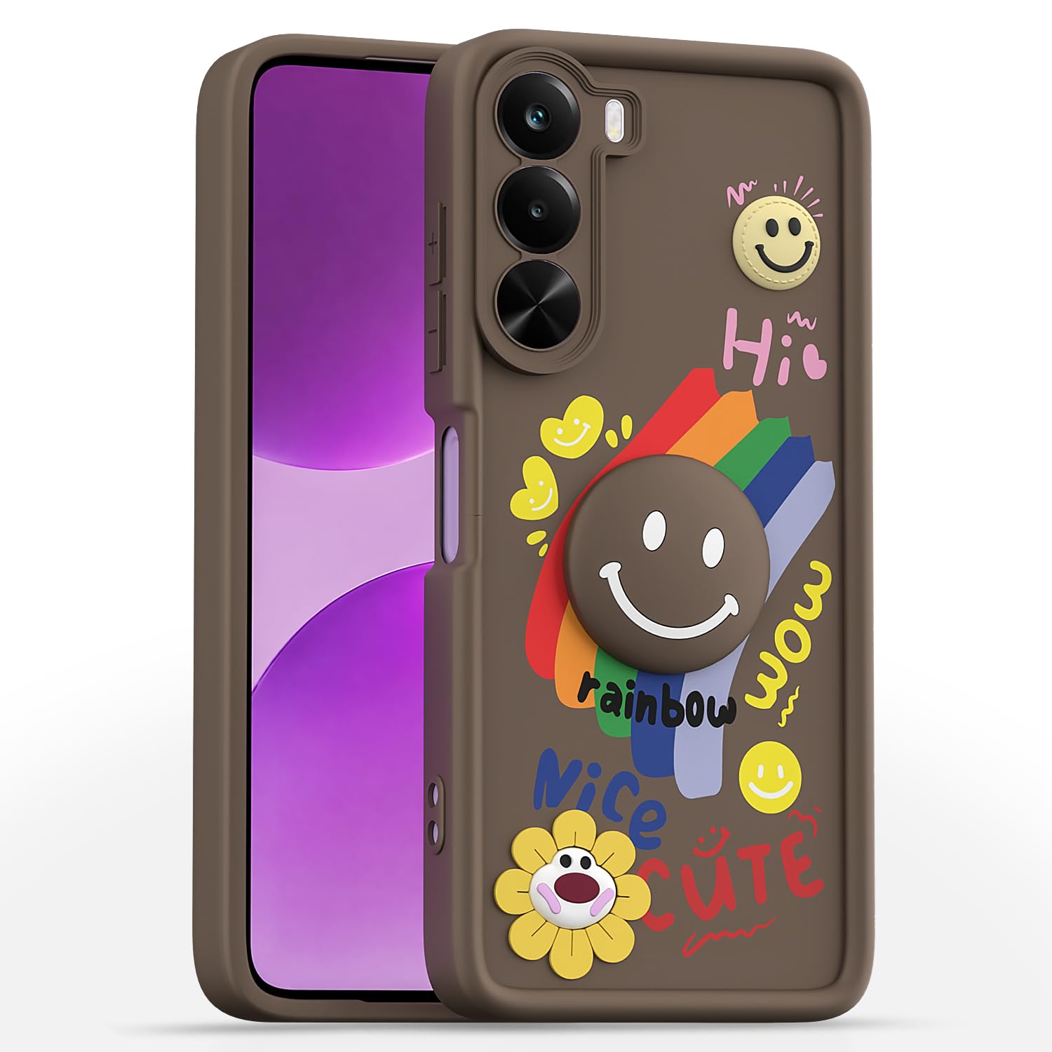 Pikkme Realme P4x 5G Smile Rainbow brown mobile cover