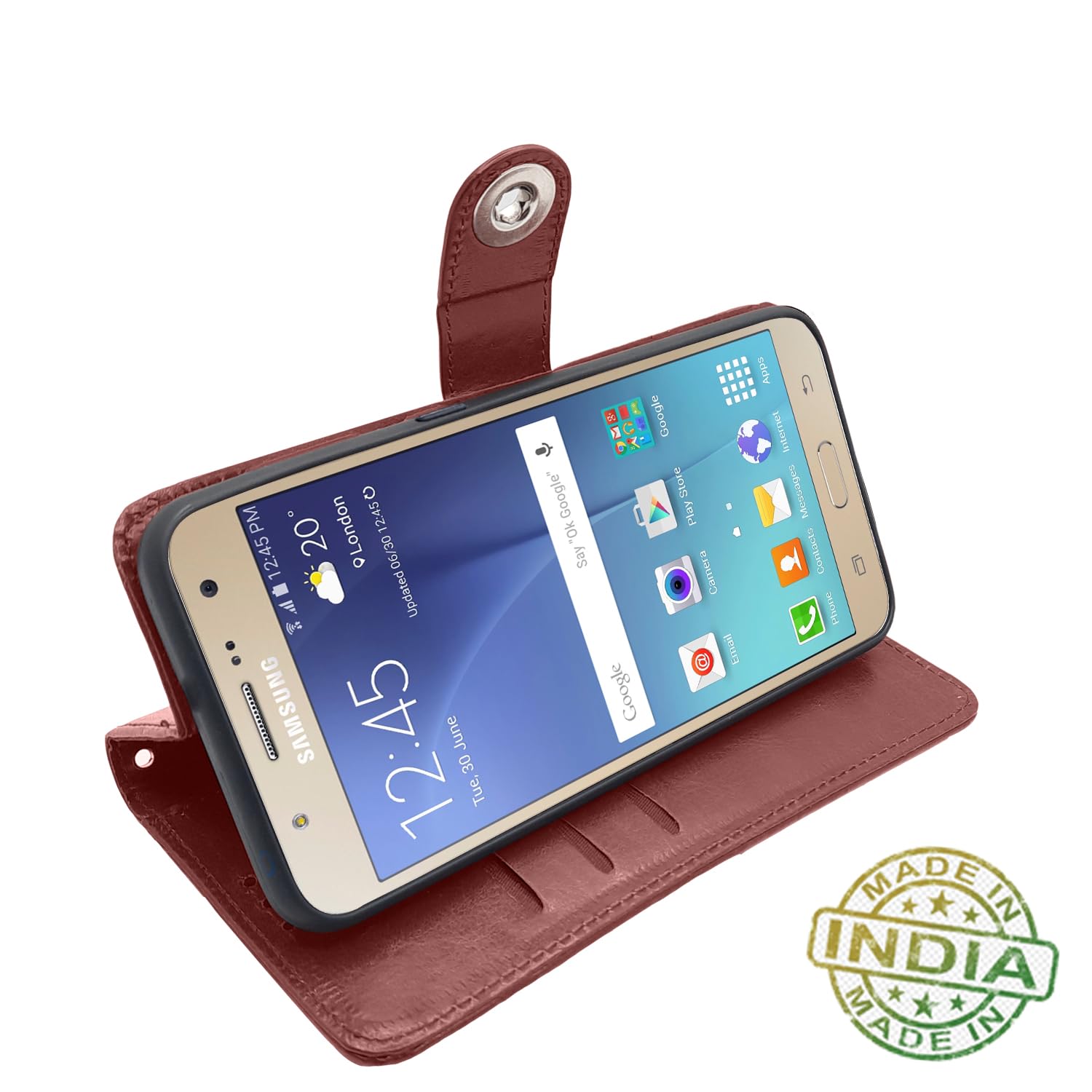 Pikkme button brown Wallet mobile flip cover for Samsung J7 2015/J7 – photo 5
