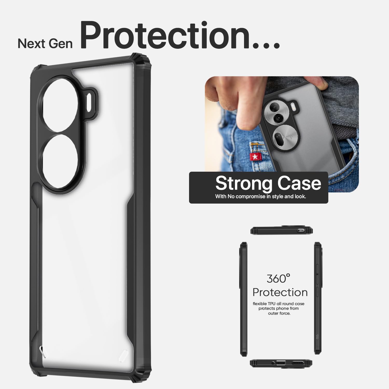 Pikkme Oppo Reno 11 Pro 5G Clear black mobile cover – photo 6