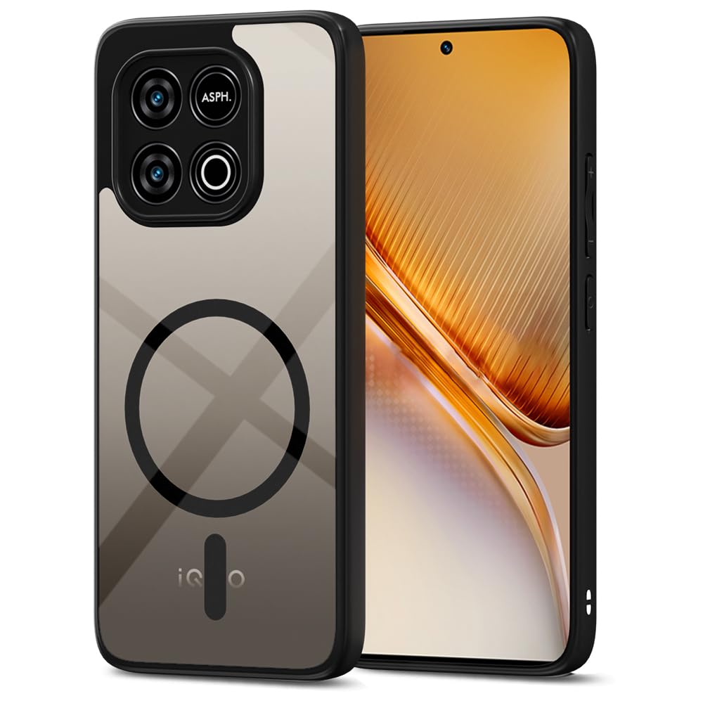Pikkme Infinix GT 30 Pro 5G Eagle 2 Mag-Safe Shockproof Hard Transparent Back Cover (Black)