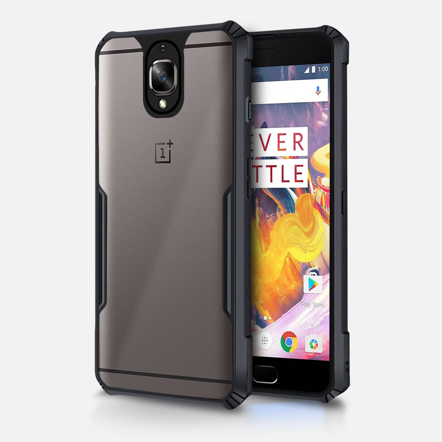 Pikkme black Hybrid mobile cover for OnePlus 3T