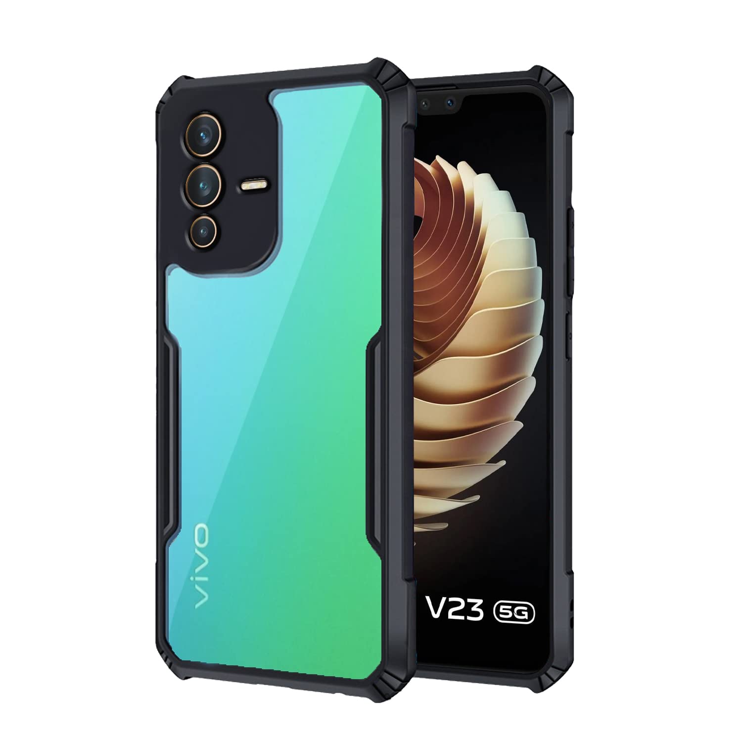 Pikkme black Hybrid mobile back cover for Vivo V23 5G
