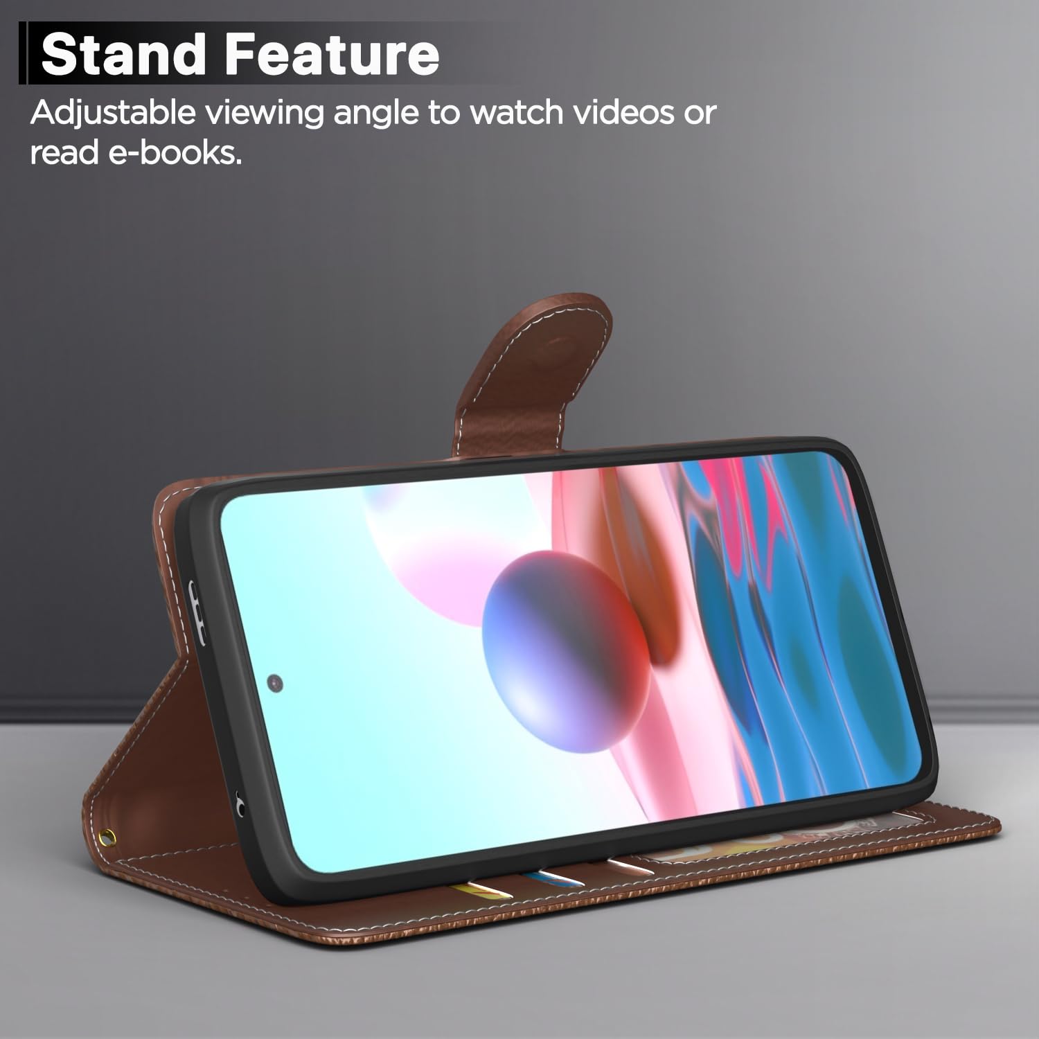Pikkme Redmi Note 10/10s/11 SE tan wallet flip cover – photo 3