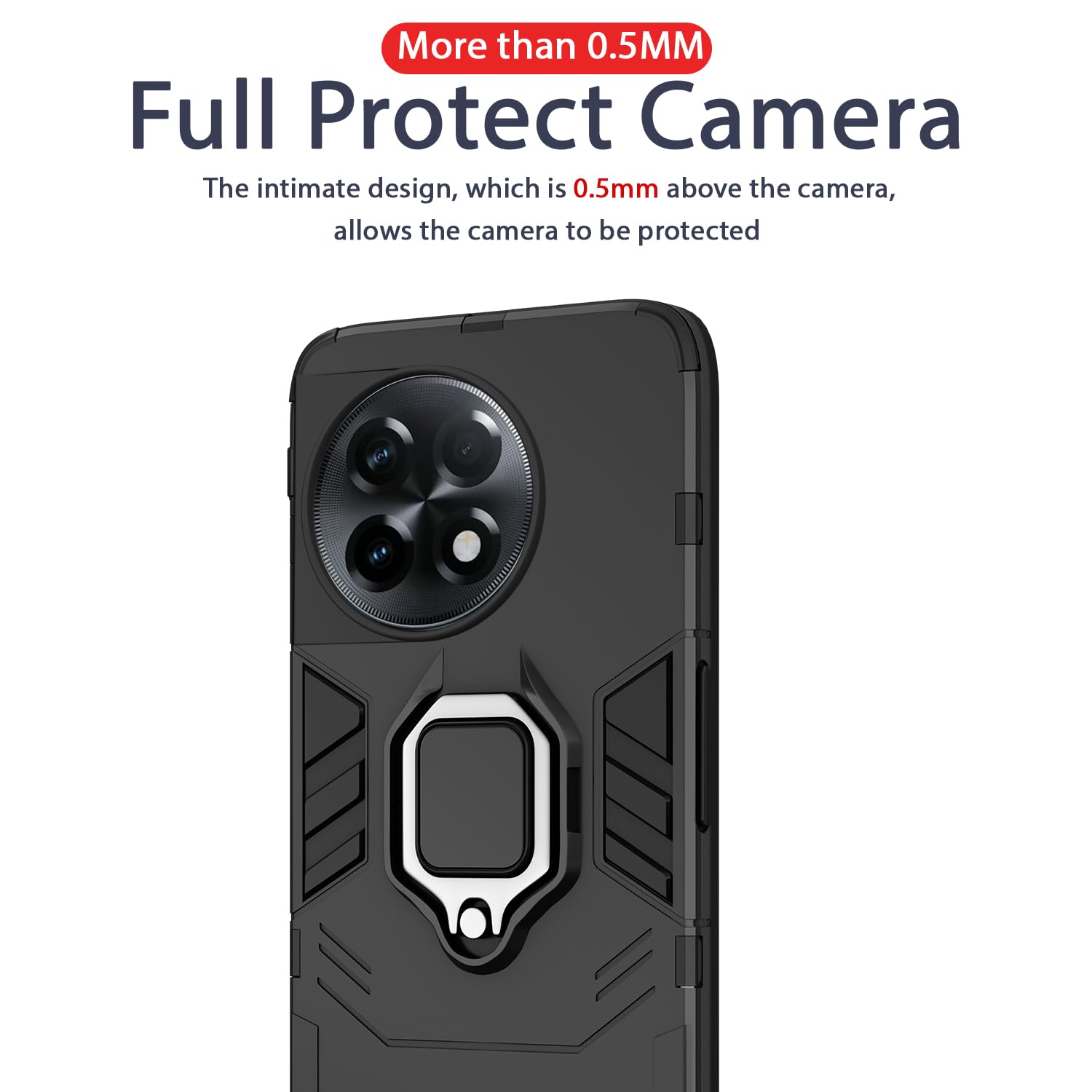 Pikkme OnePlus 11R 5G D5 Tough Armor Back Cover | Black