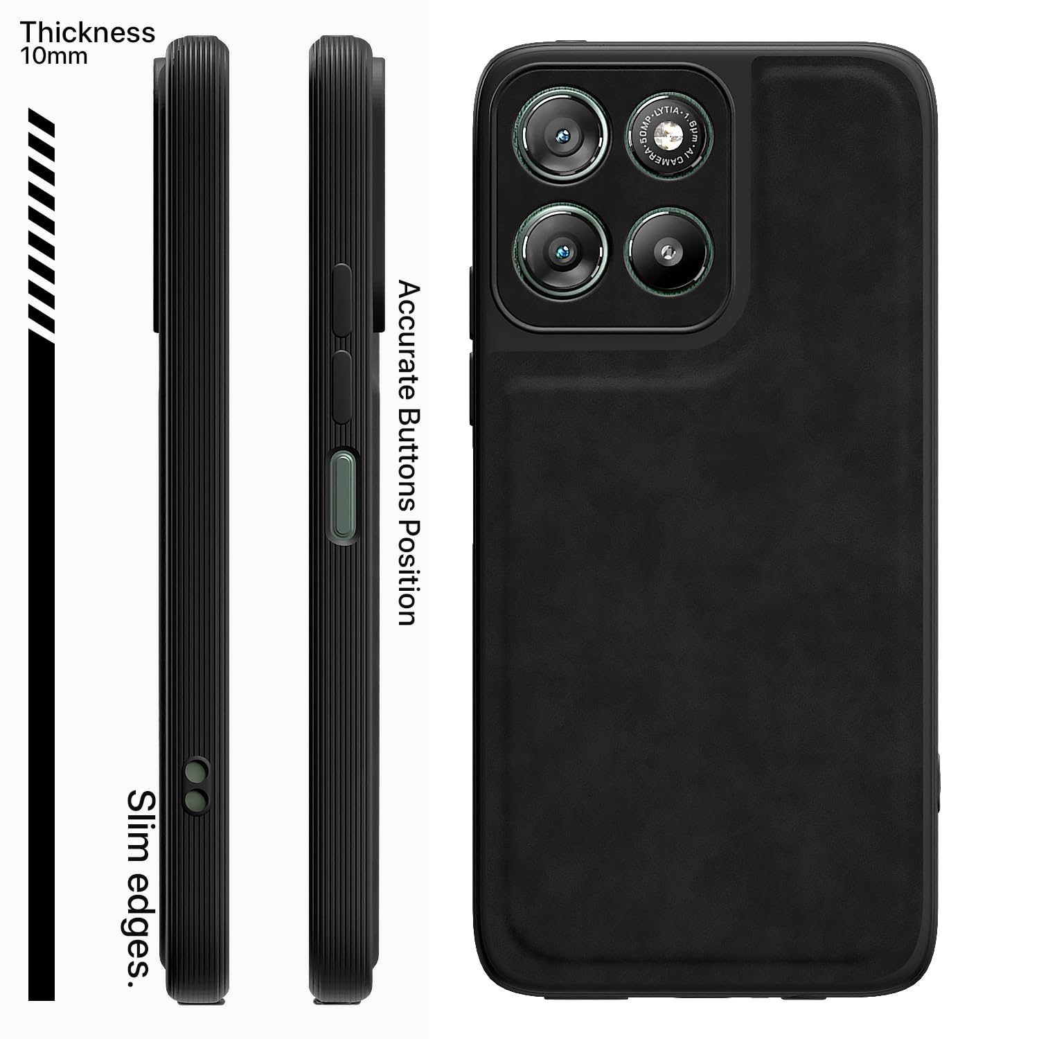 Moto G67 Power/G57 Power 5G Leather phone cover in black by Pikkme – photo 3