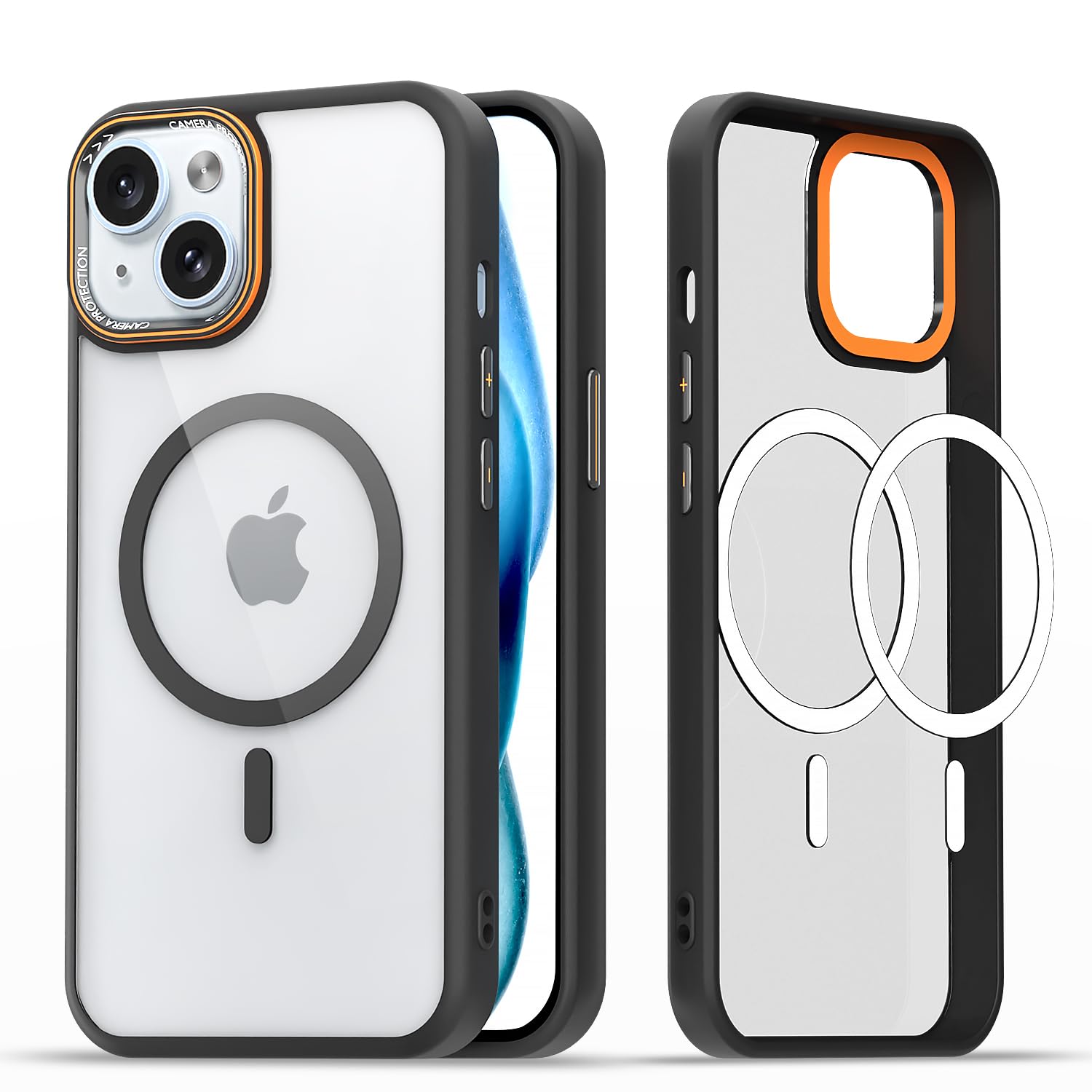 iPhone 15 Plus mobile cover in black mag-safe by Pikkme