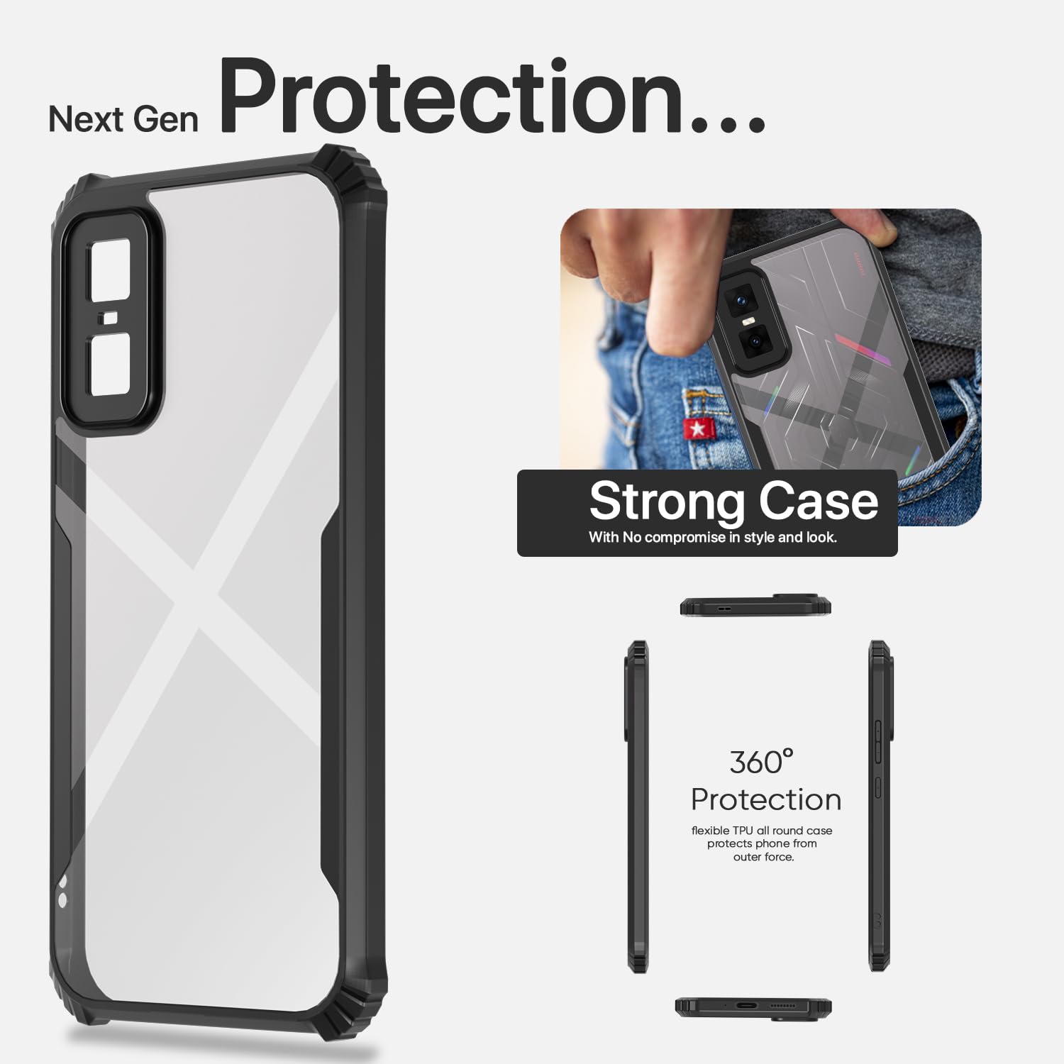 Pikkme Infinix GT 30 Pro 5G Eagle Crystal Clear Transparent Back Cover (Black)
