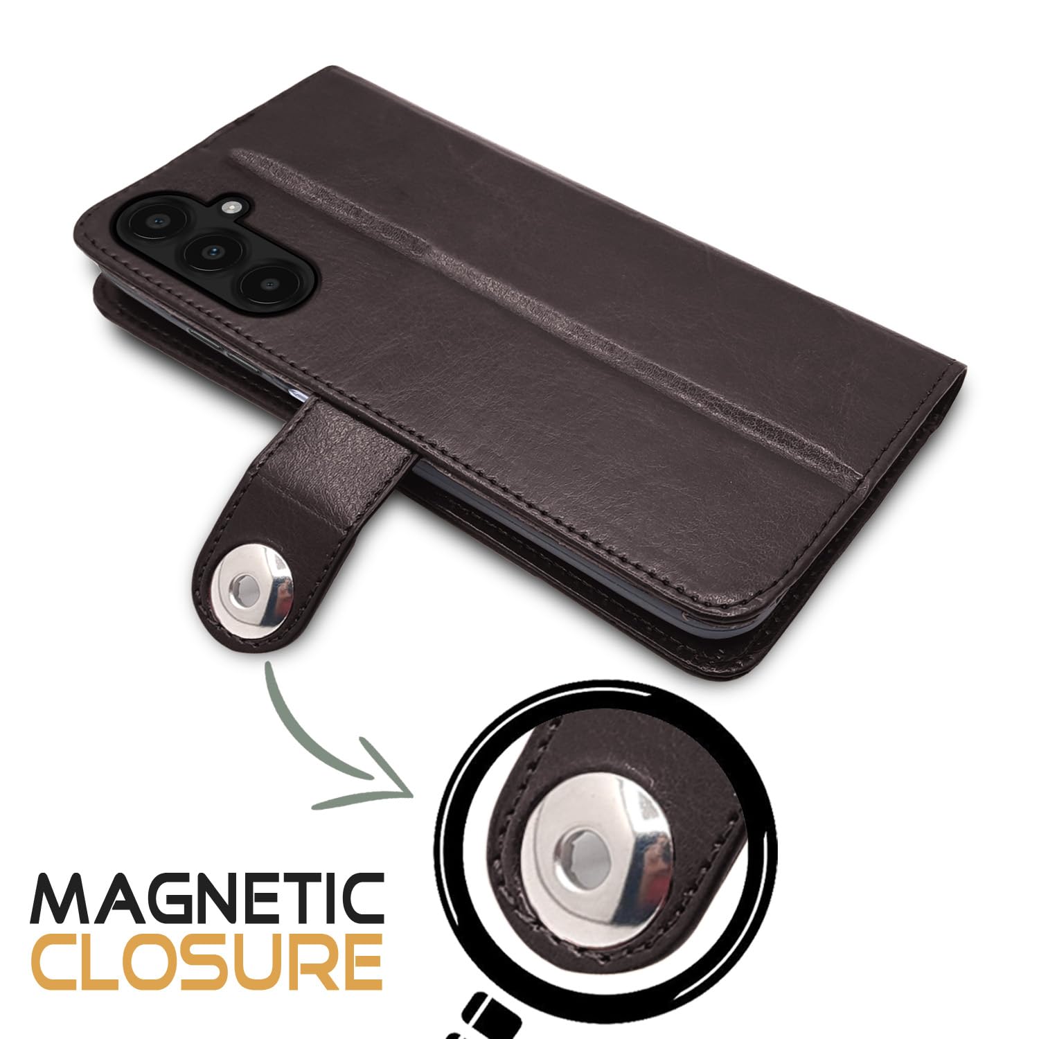 Pikkme coffee Button wallet flip cover for Samsung A15 5G – photo 4
