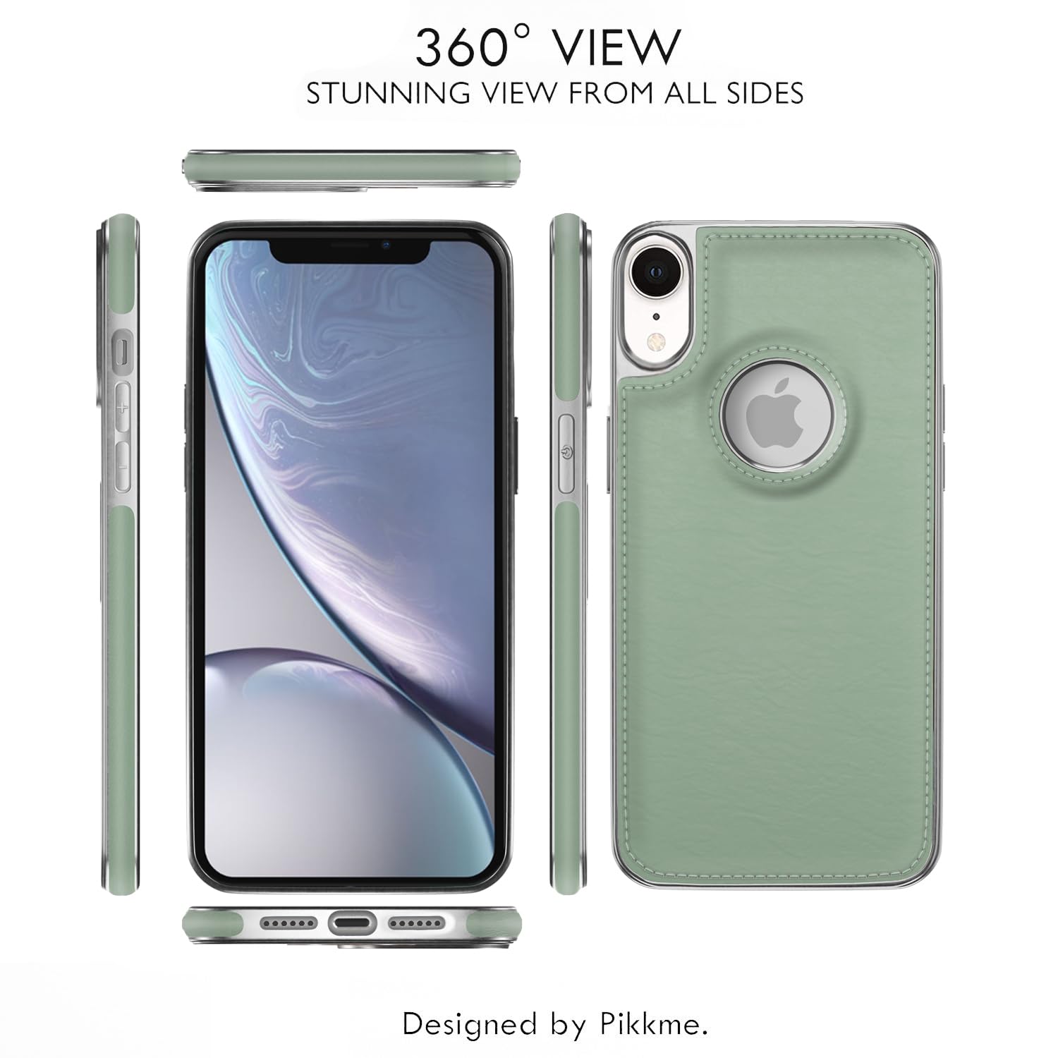 Pikkme iPhone XR Silver Electroplated Chrome Leather Back Cover (Green)