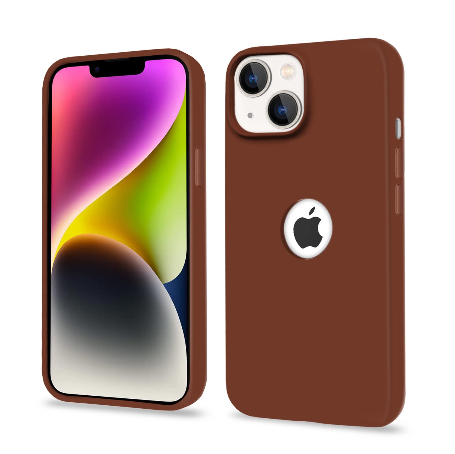 iPhone 14 Plus Soft Silicone phone cover in brown by Pikkme
