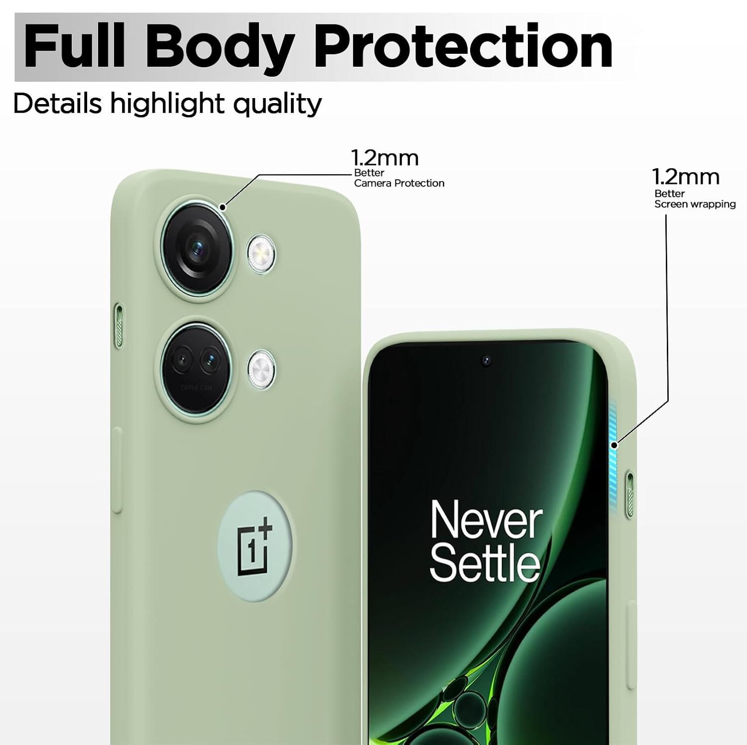 Pikkme OnePlus Nord 3 5G Super Soft Silicone Back Cover (Mint Green)