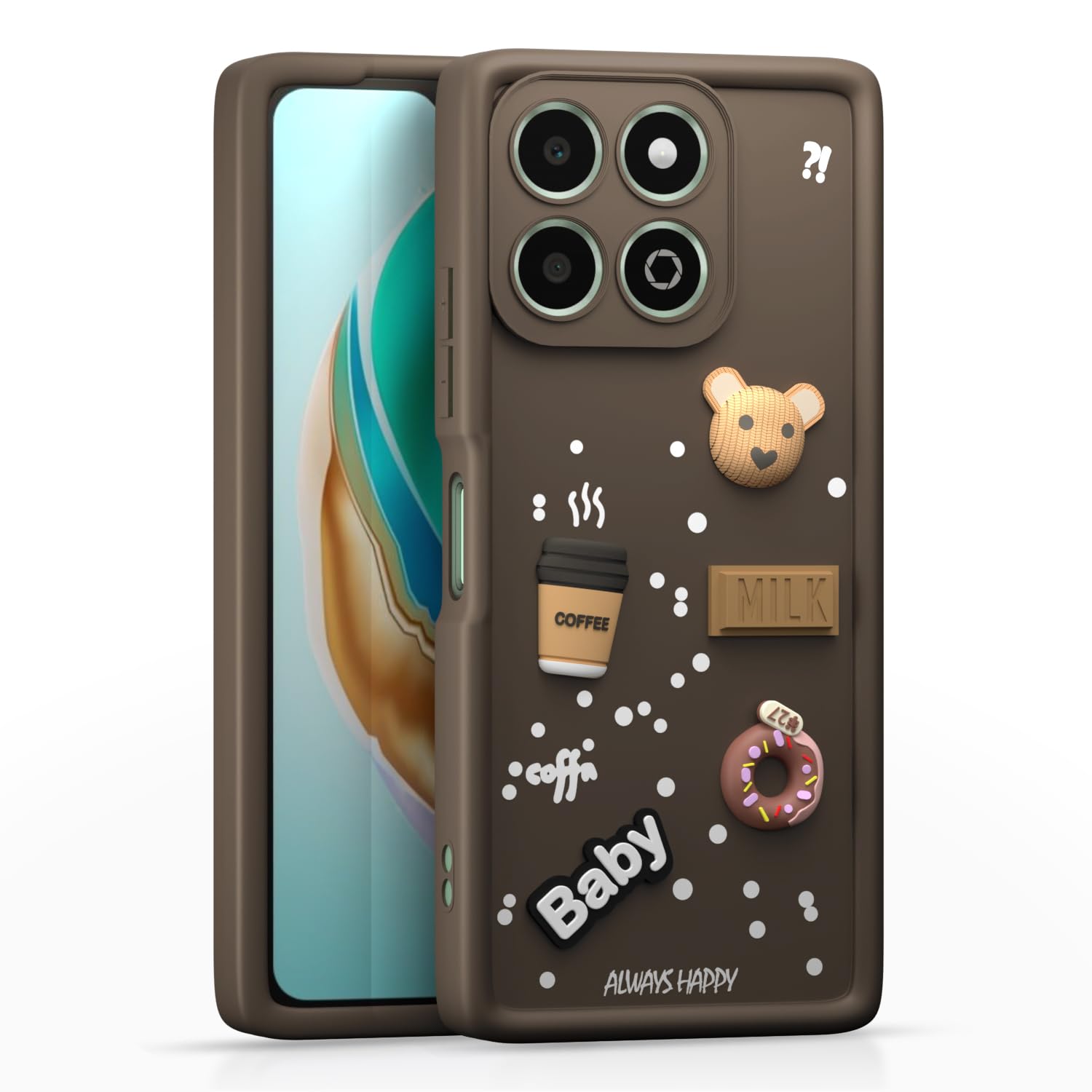 Pikkme Honor X6b Cute Fun Cartoon 3D Bear Silicon Back Cover - Brown