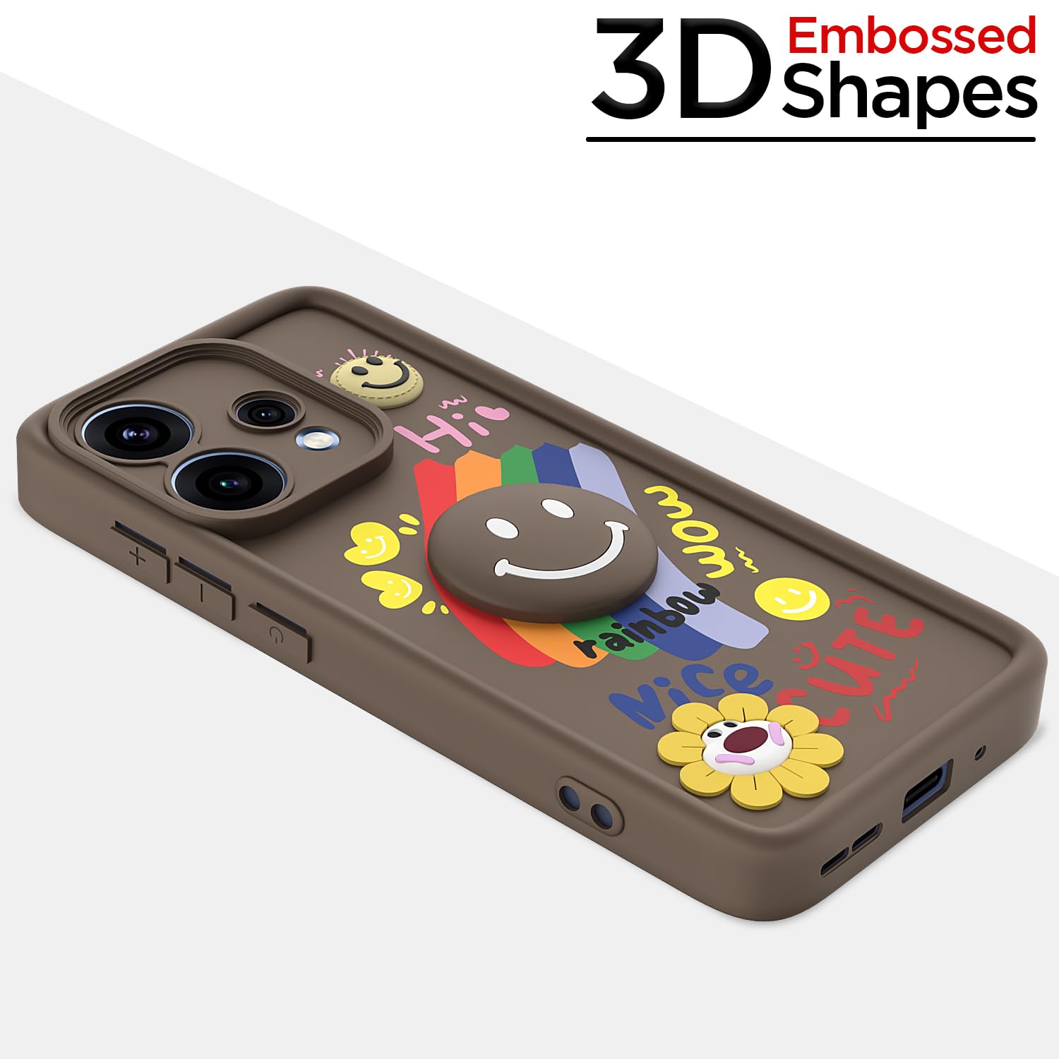 Brown Smile Rainbow mobile back cover for Oppo Reno 15F 5G – Pikkme – photo 3