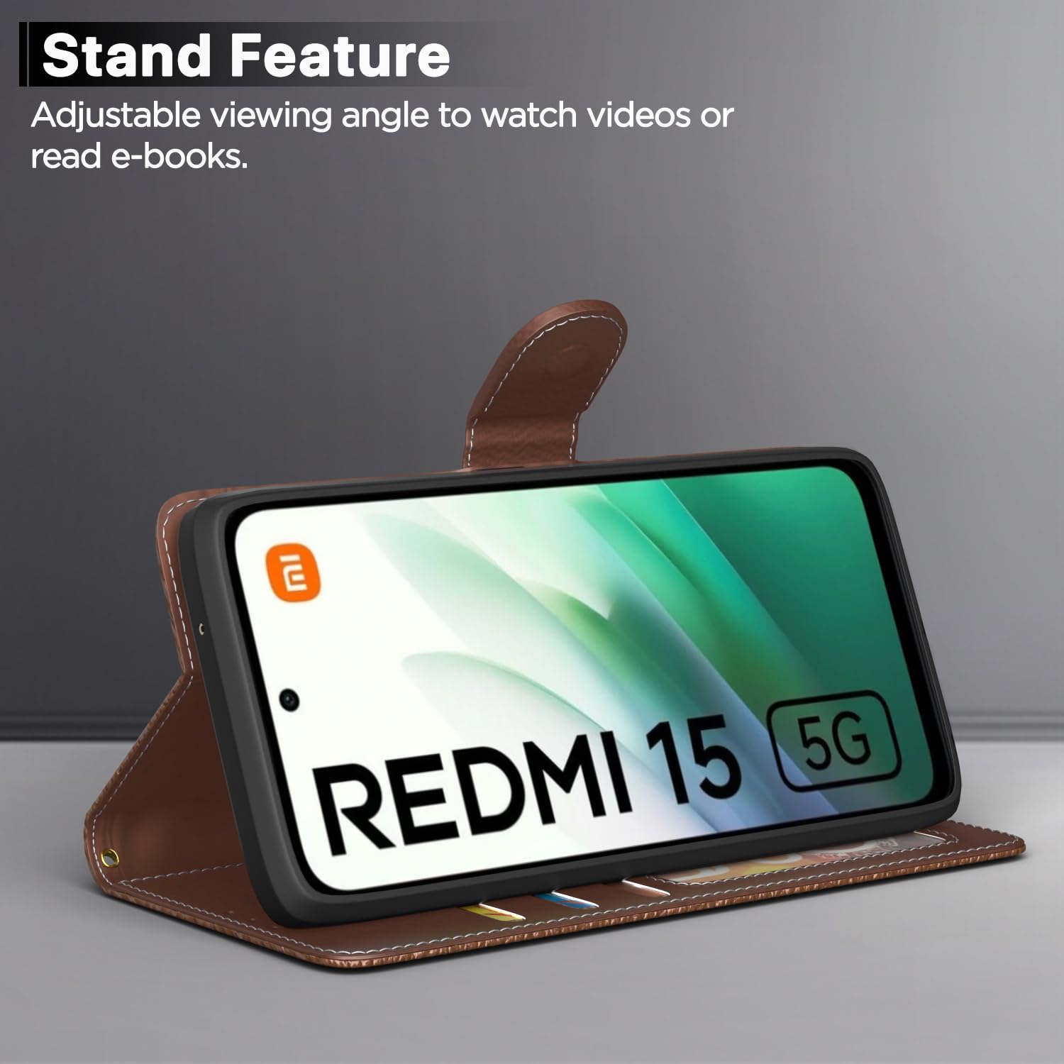 Pikkme Redmi 15 5G Wallet tan flip cover – photo 3